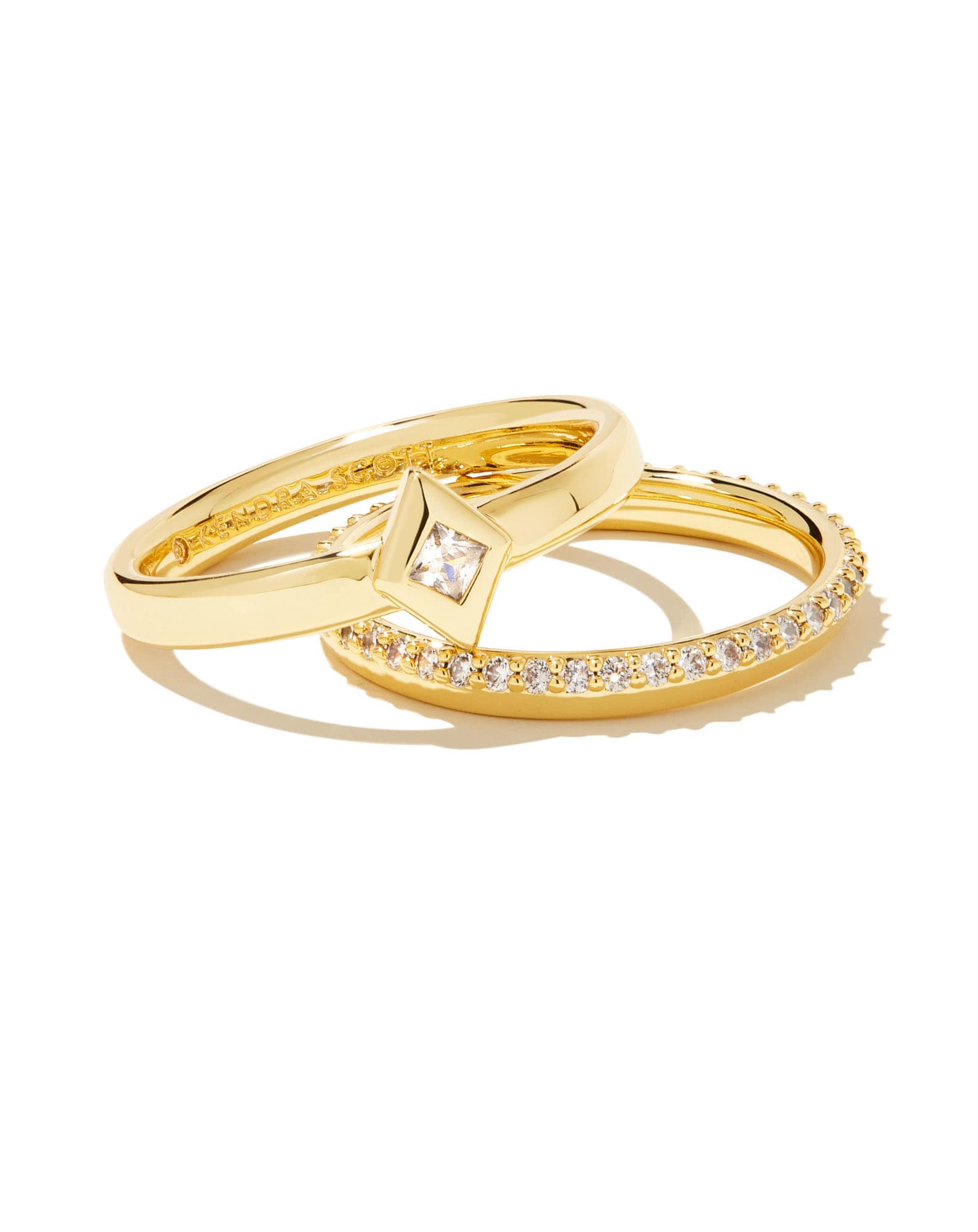 Kinsley Gold Ring Set in White Crystal