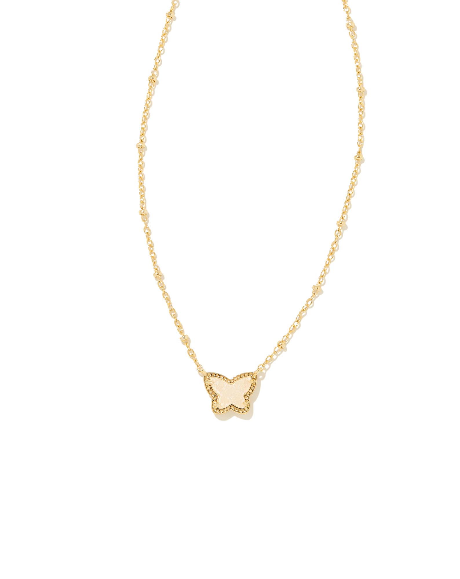 Lillia Gold Small Short Pendant Necklace in Iridescent Drusy