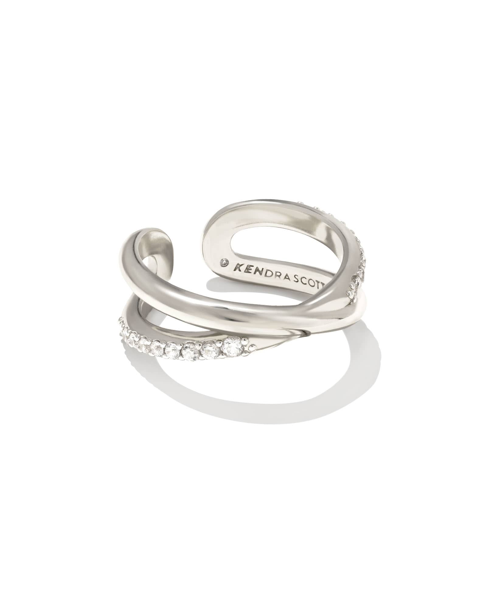 Annie Silver Infinity Ring in White Crystal