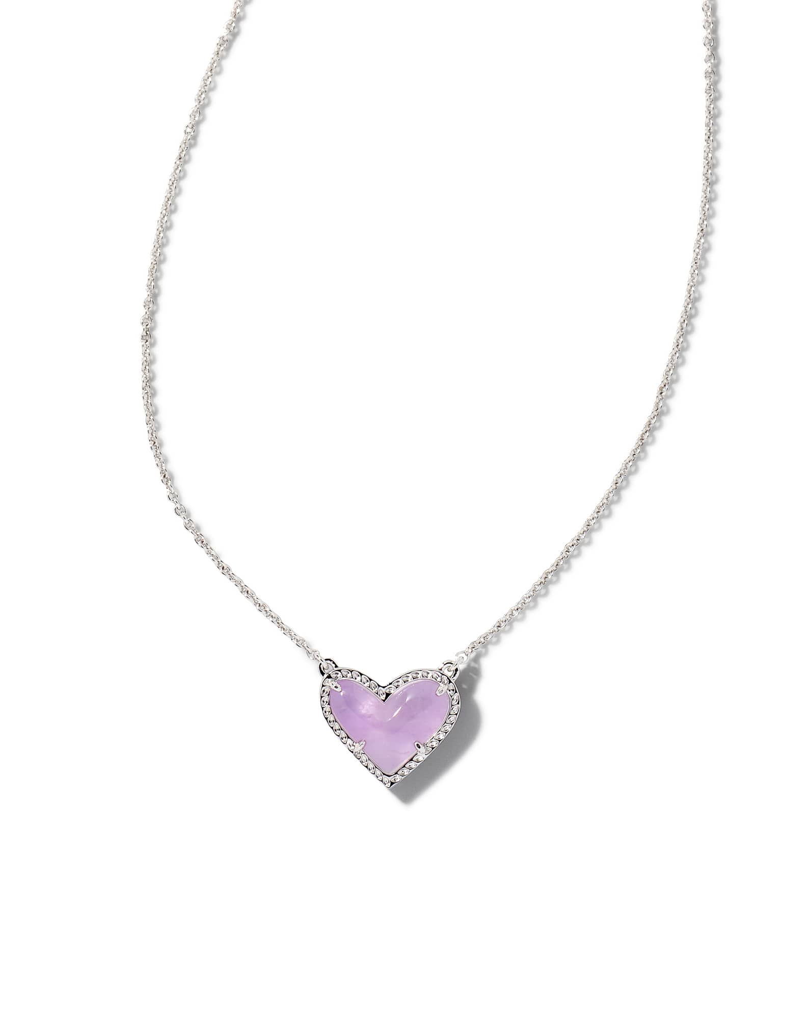 Ari Heart Silver Pendant Necklace in Amethyst