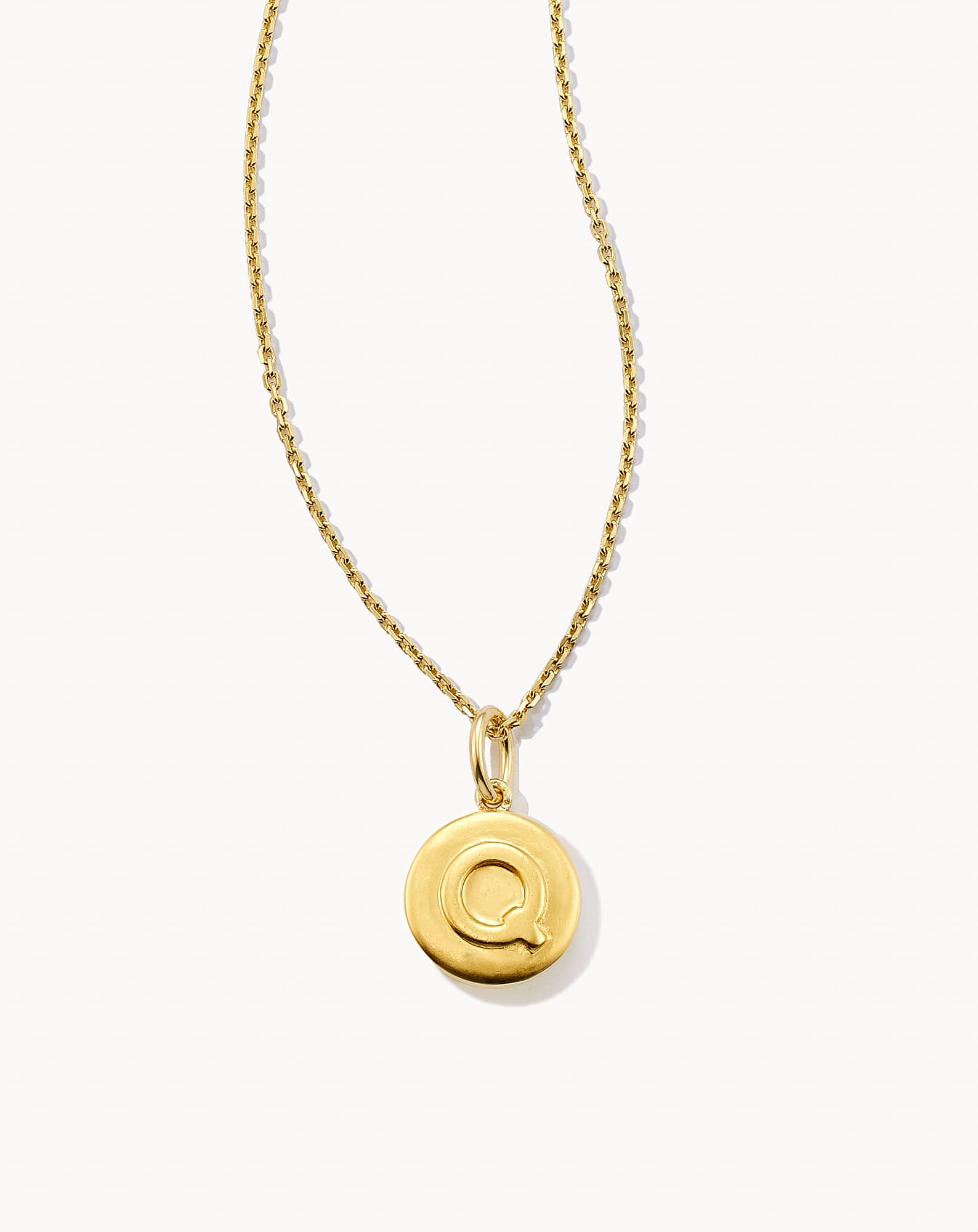 Letter Q Coin Pendant Necklace in 18k Gold Vermeil