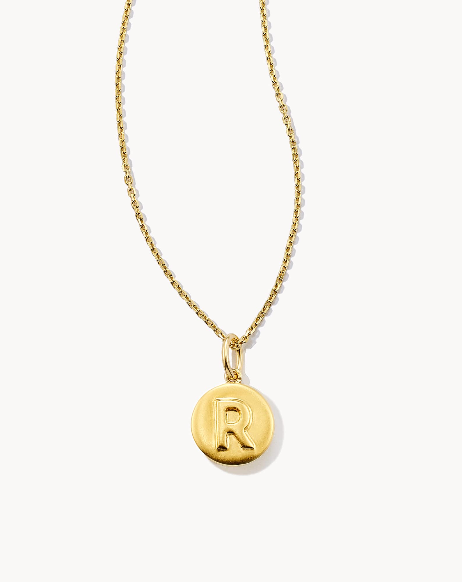 Letter R Coin Pendant Necklace in 18k Gold Vermeil