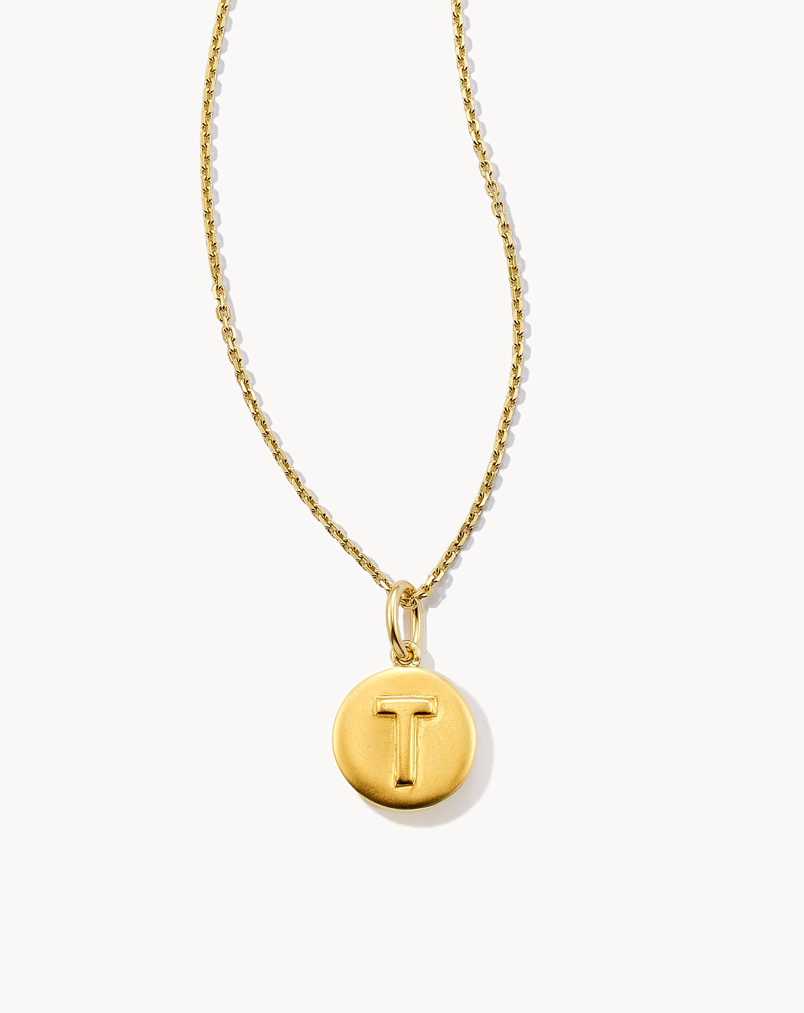 Letter T Coin Pendant Necklace in 18k Gold Vermeil