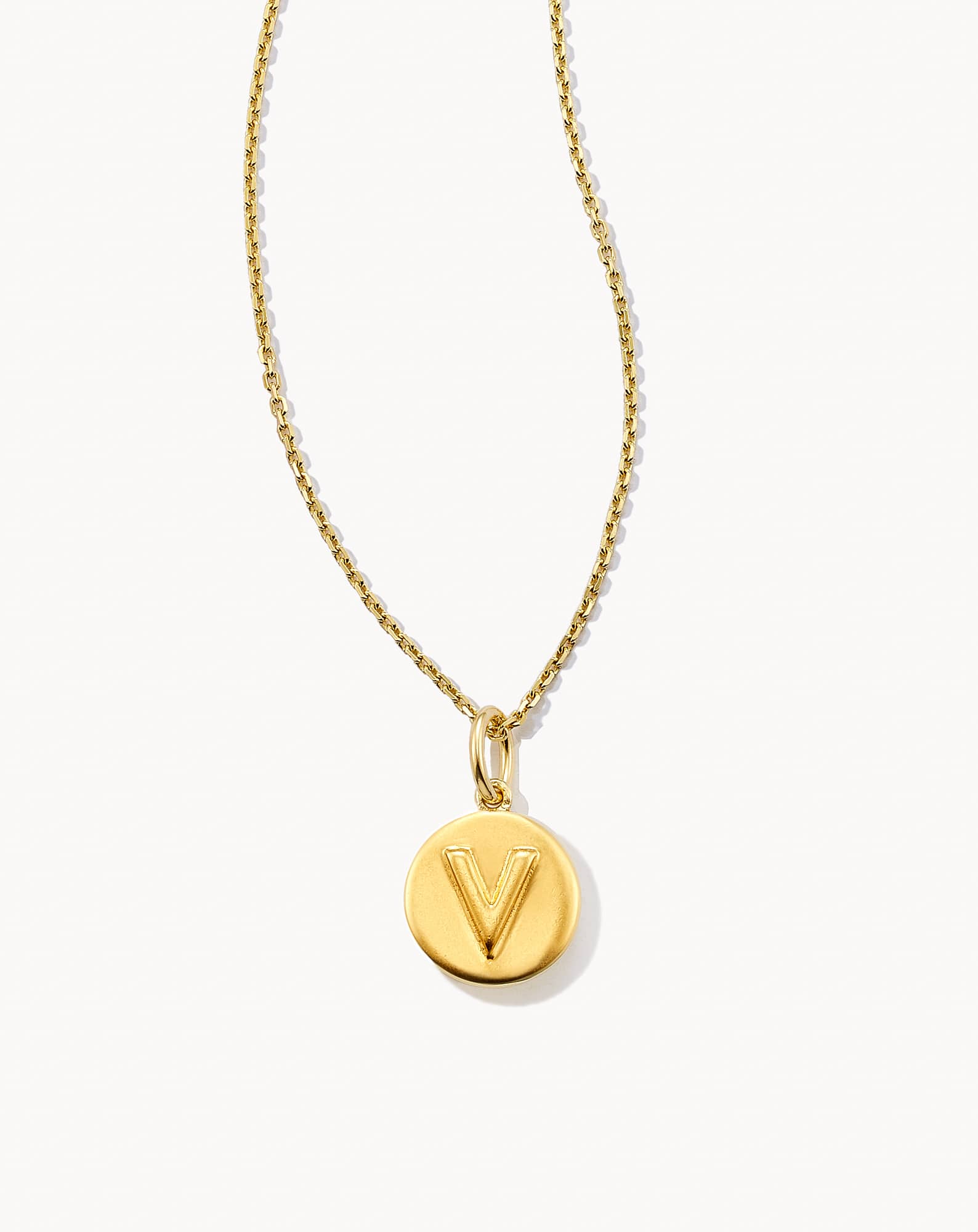 Letter V Coin Pendant Necklace in 18k Gold Vermeil