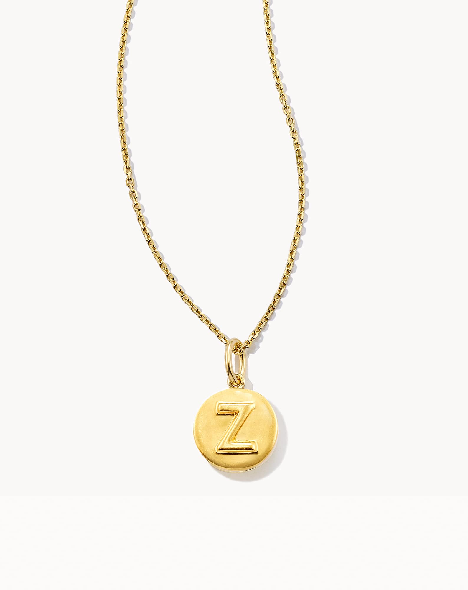 Letter Z Coin Pendant Necklace in 18k Gold Vermeil
