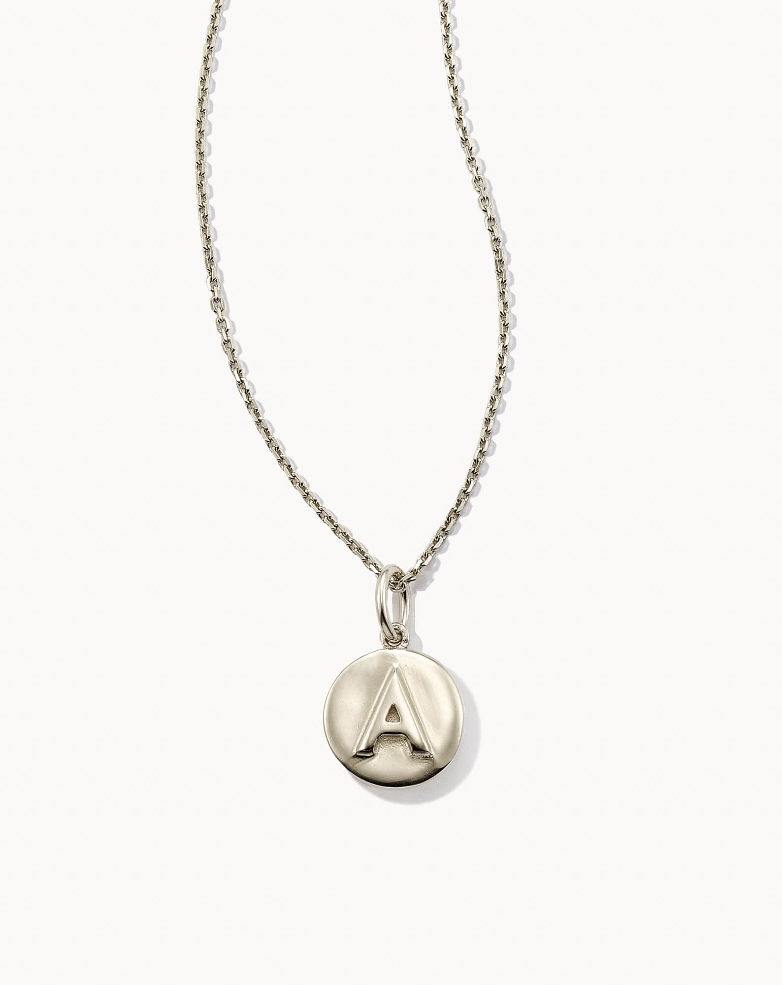 Letter A Coin Pendant Necklace in Oxidized Sterling Silver