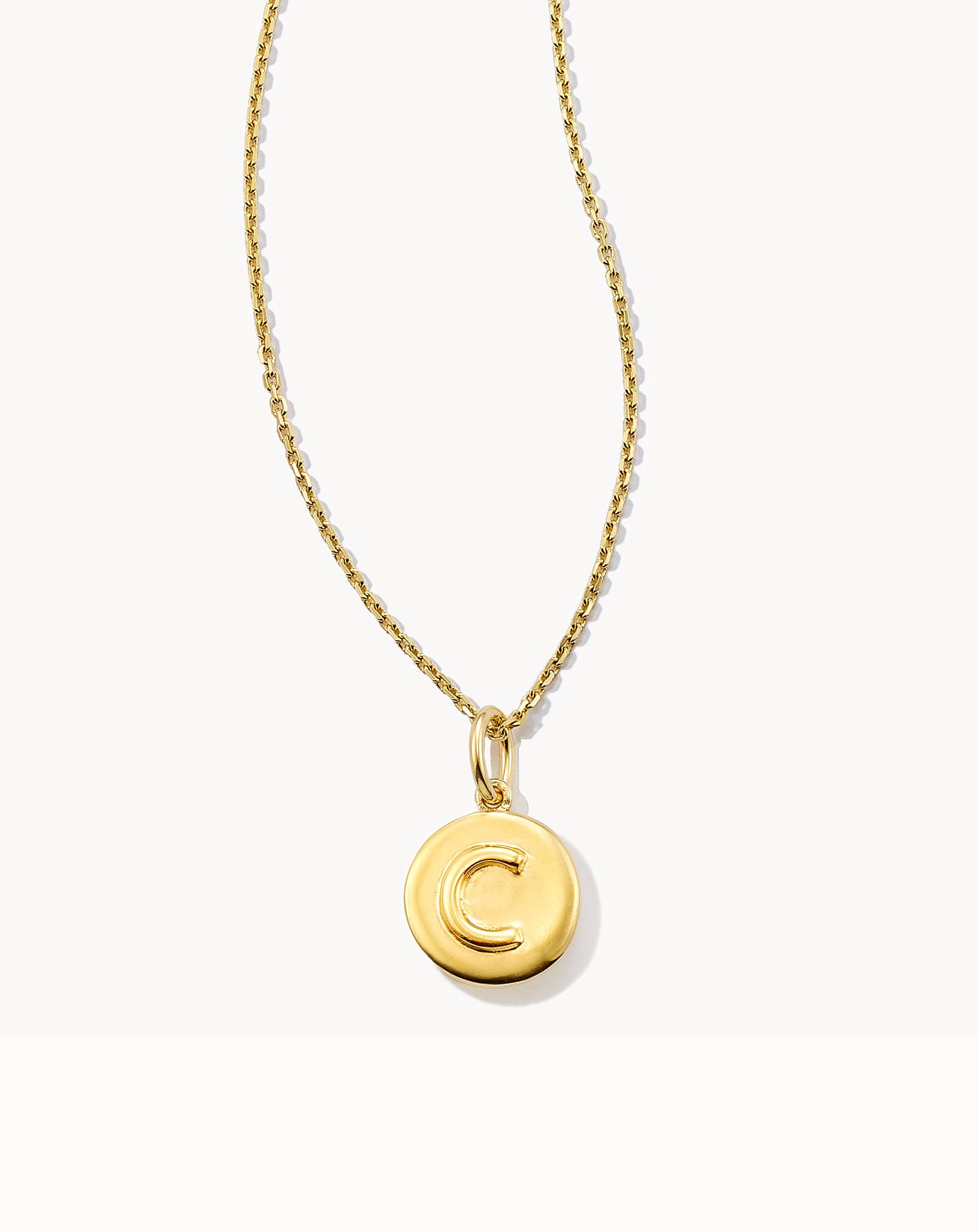 Letter C Coin Pendant Necklace in 18k Gold Vermeil