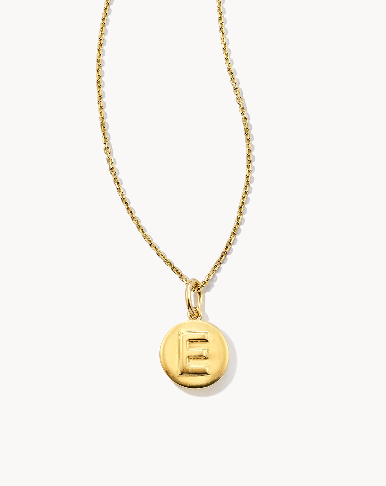 Letter E Coin Pendant Necklace in 18k Gold Vermeil