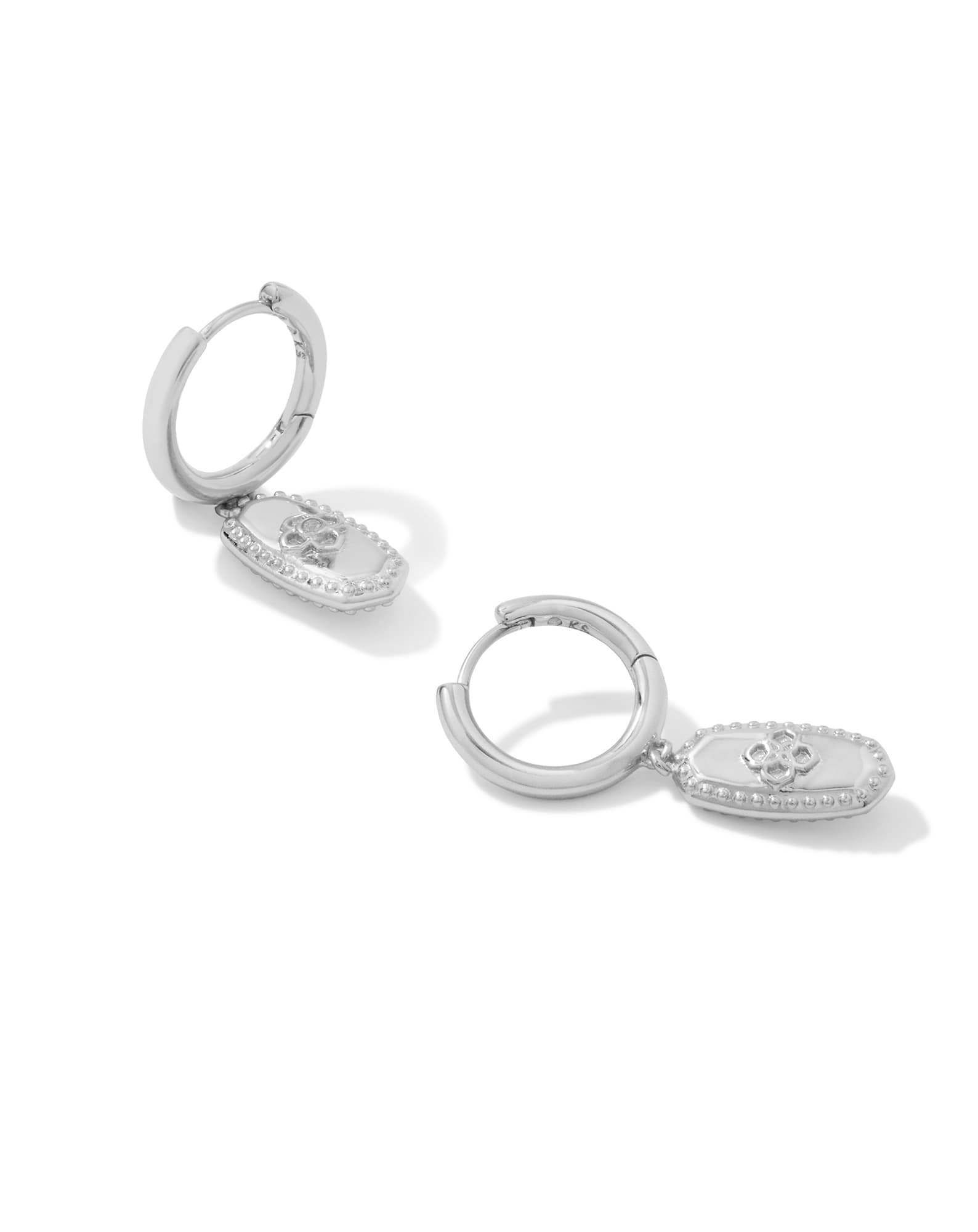 Rue Silver Huggie Earrings in White CZ
