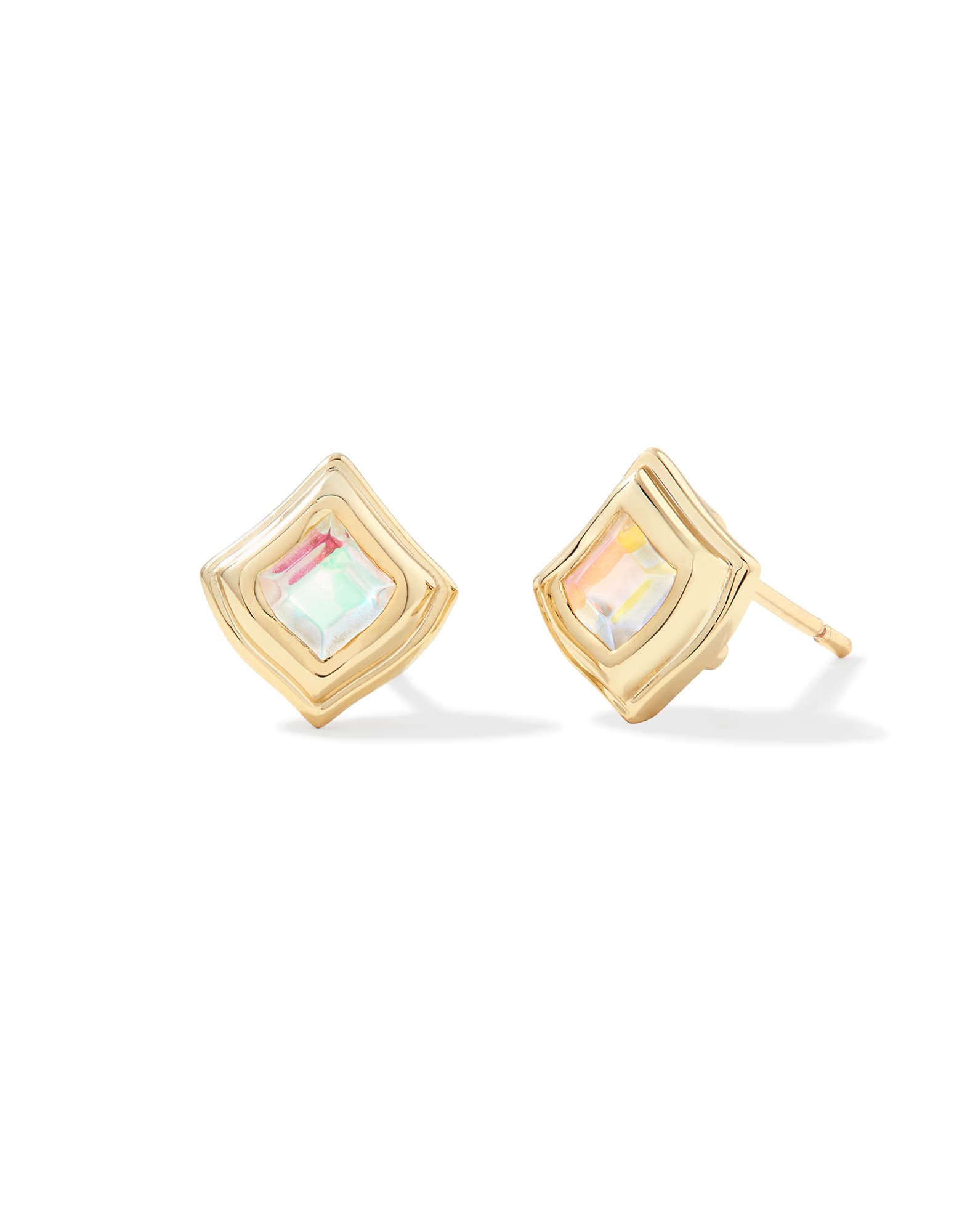 Kacey Gold Stud Earrings in Dichroic Glass