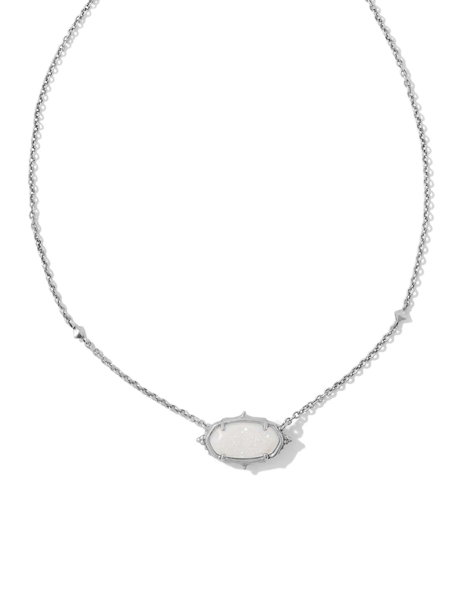 Baroque Elisa Vintage Silver Pendant Necklace in Iridescent Drusy