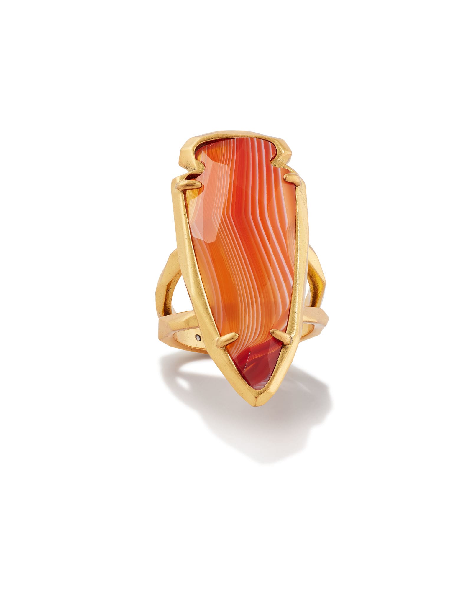 Skylar Vintage Gold Statement Ring in Orange Banded Agate