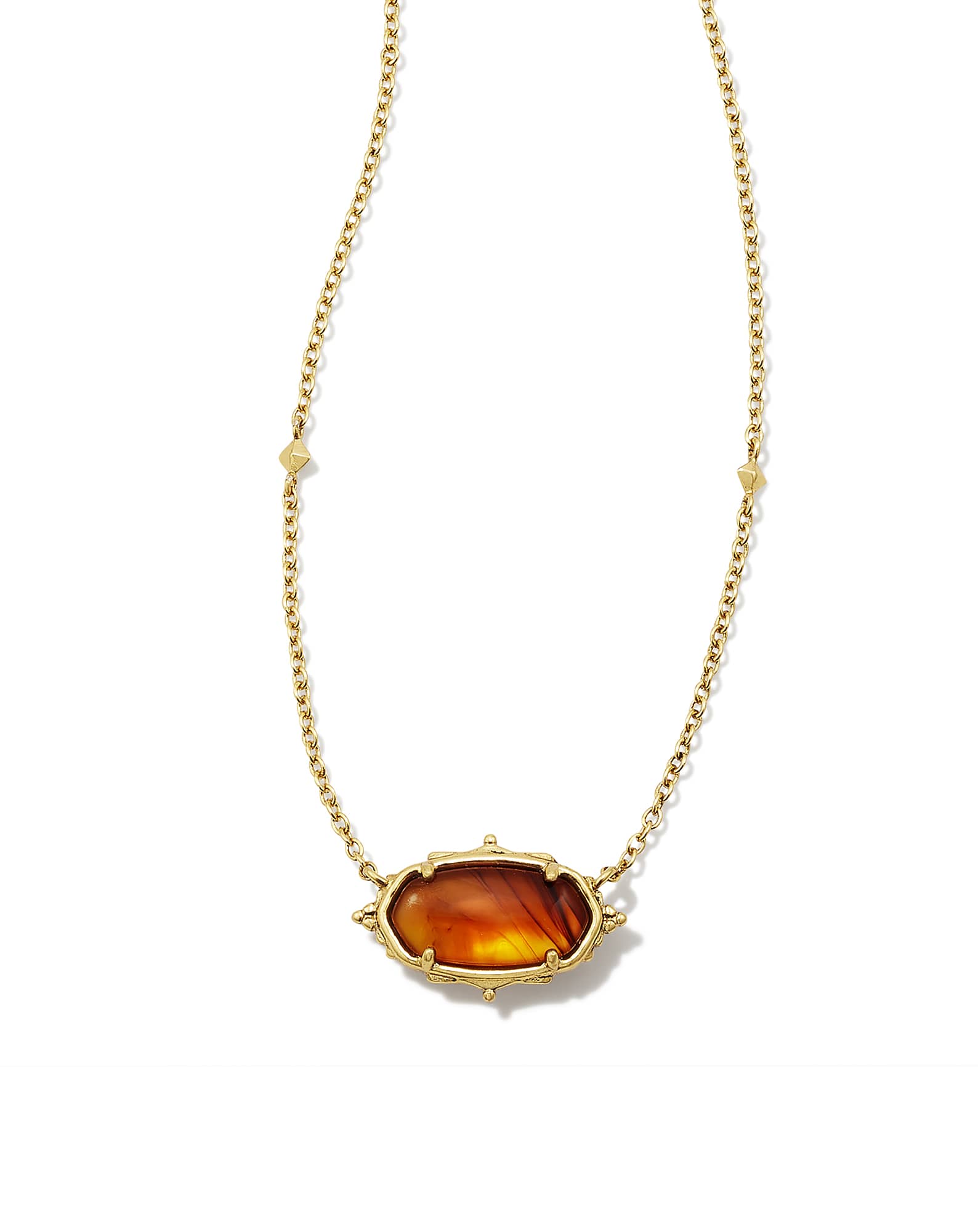 Baroque Vintage Gold Elisa Pendant Necklace in Marbled Amber Illusion