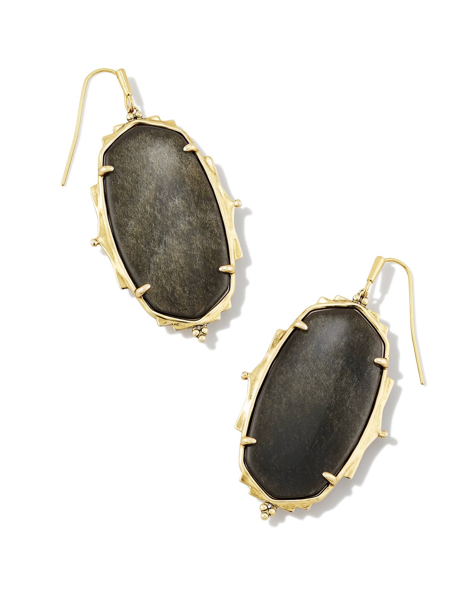 Baroque Vintage Gold Ella Drop Earrings in Golden Obsidian