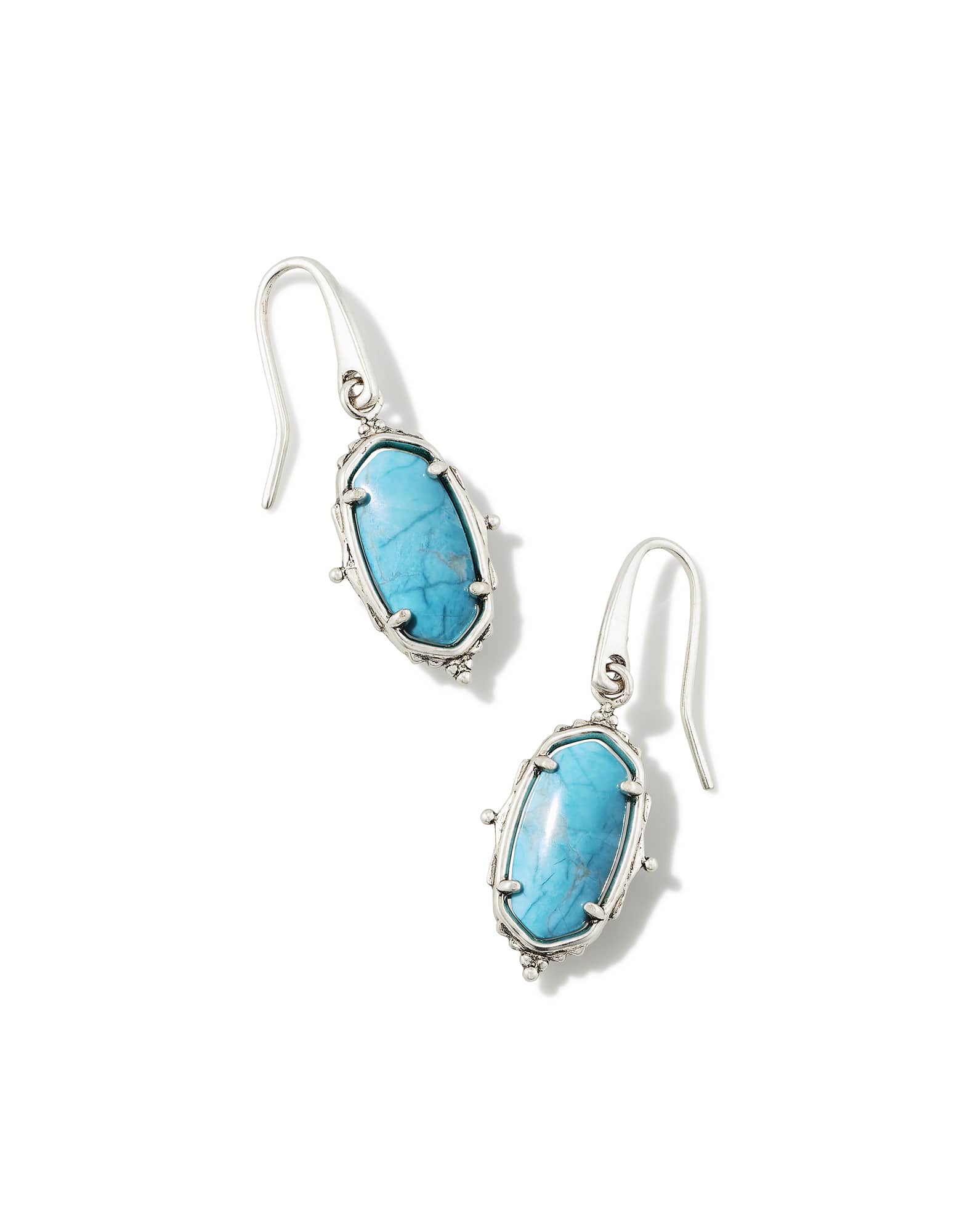 Baroque Vintage Silver Lee Drop Earrings in Variegated Dark Teal Magnesite