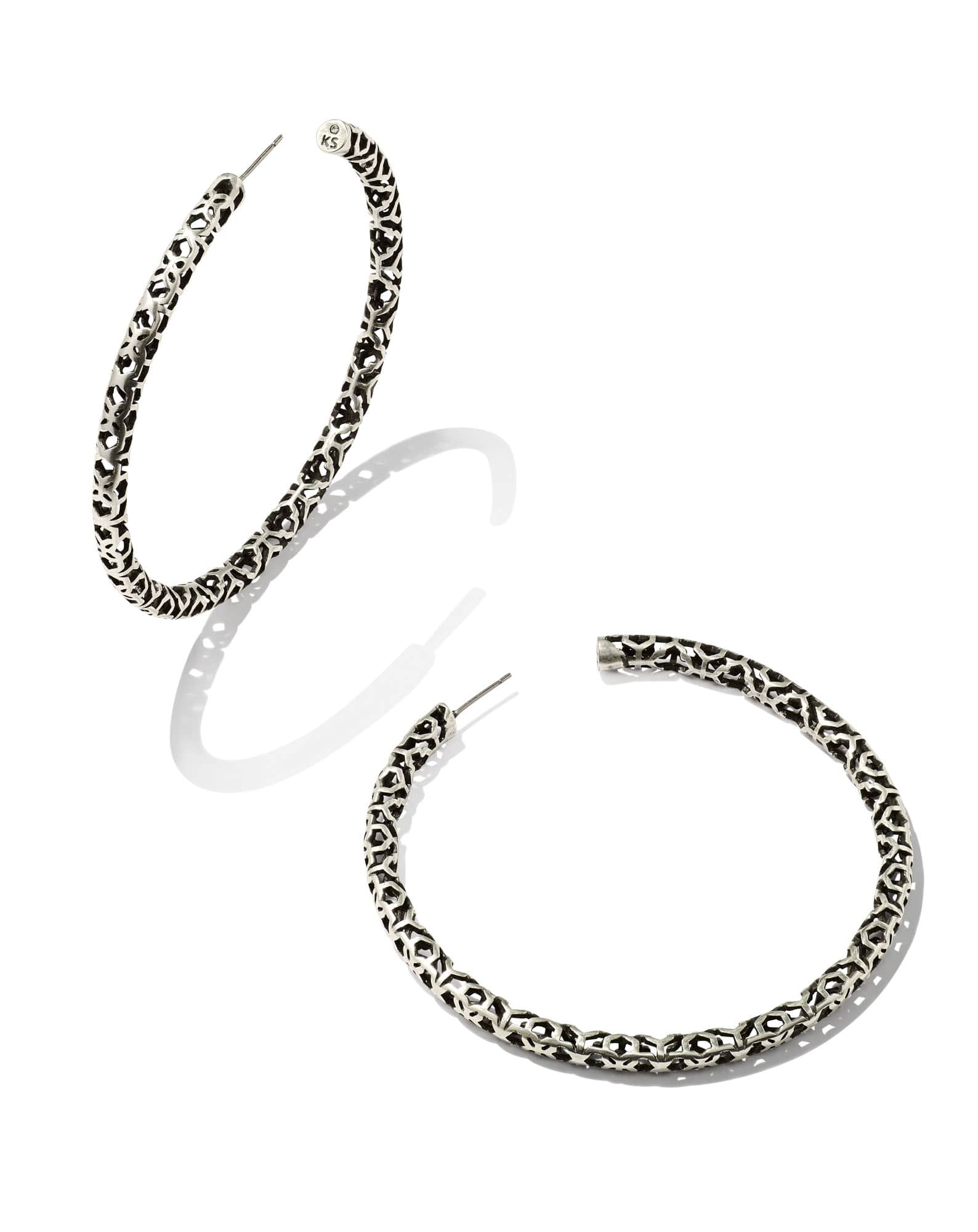 Maggie Hoop Earrings in Vintage Silver