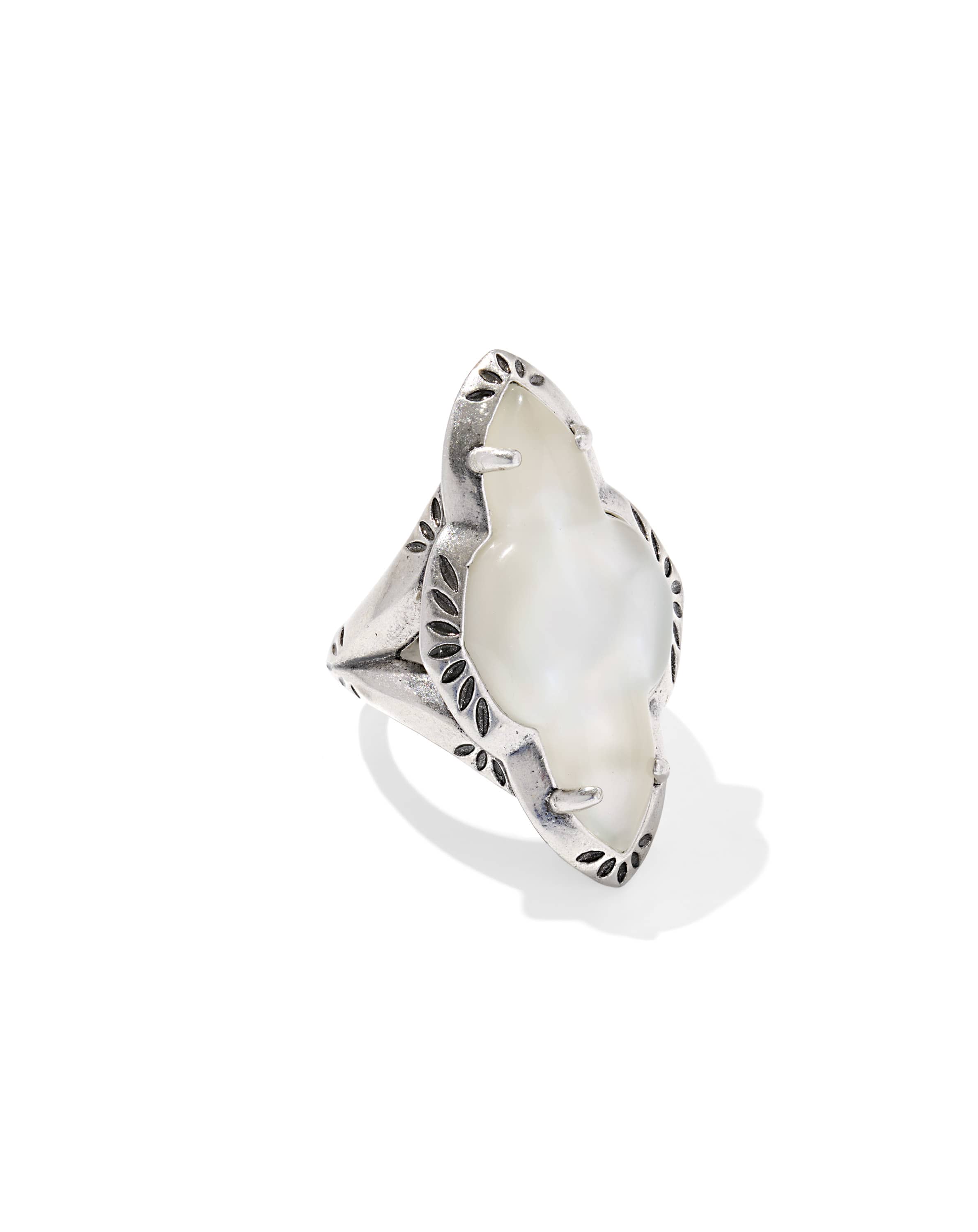 Abbie Vintage Silver Etch Frame Cocktail Ring