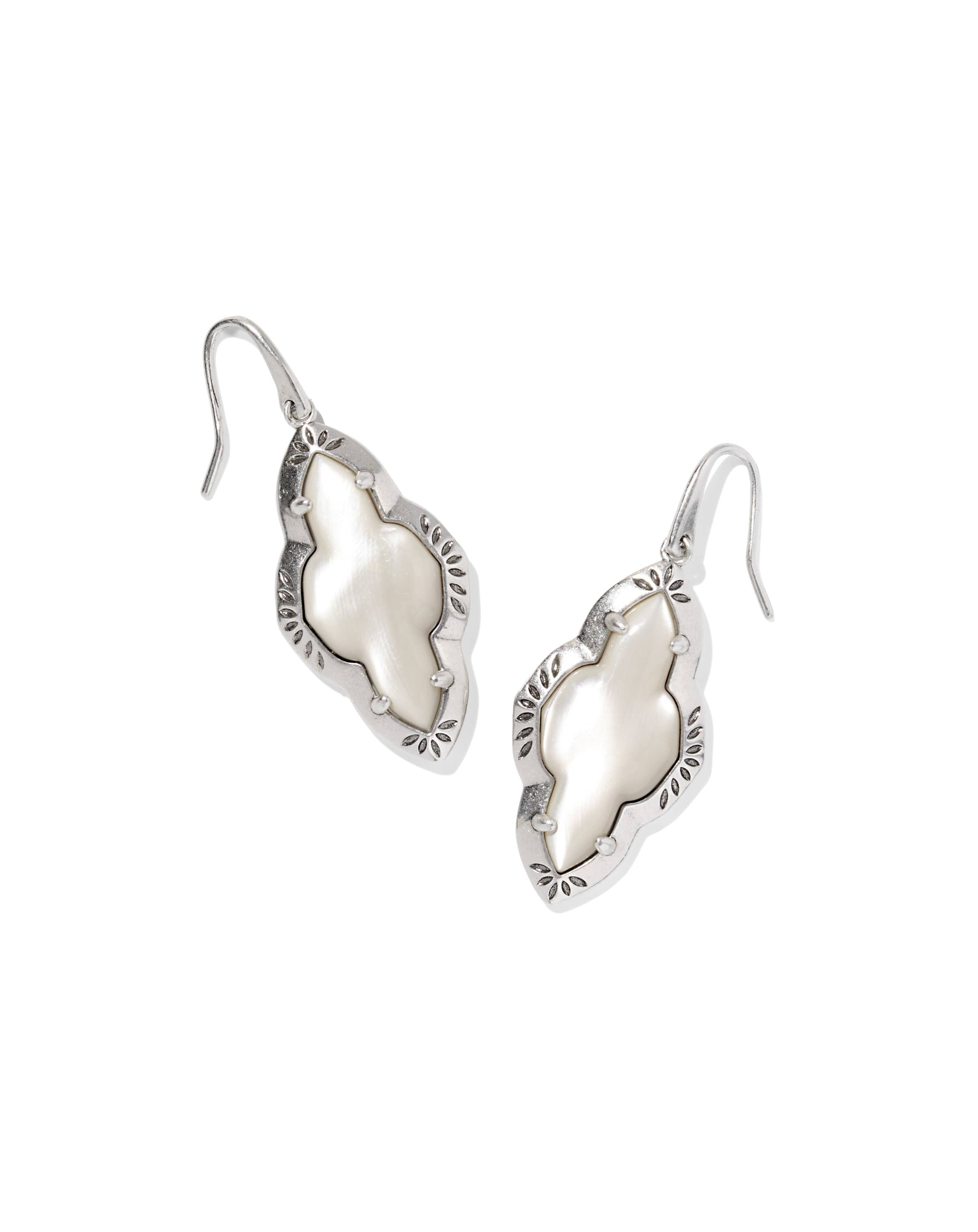 Abbie Vintage Silver Etch Frame Drop Earrings