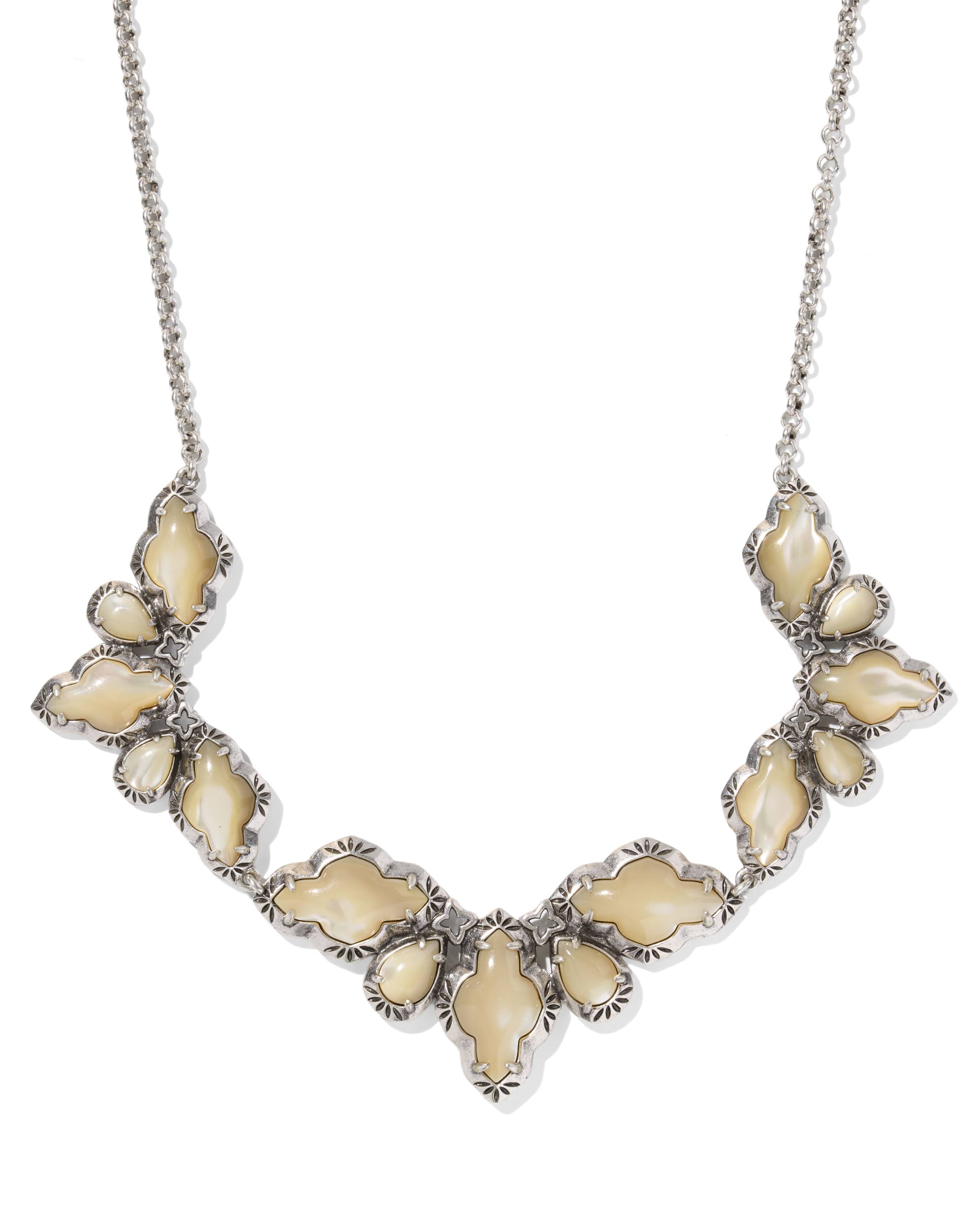 Abbie Vintage Silver Etch Frame Statement Necklace
