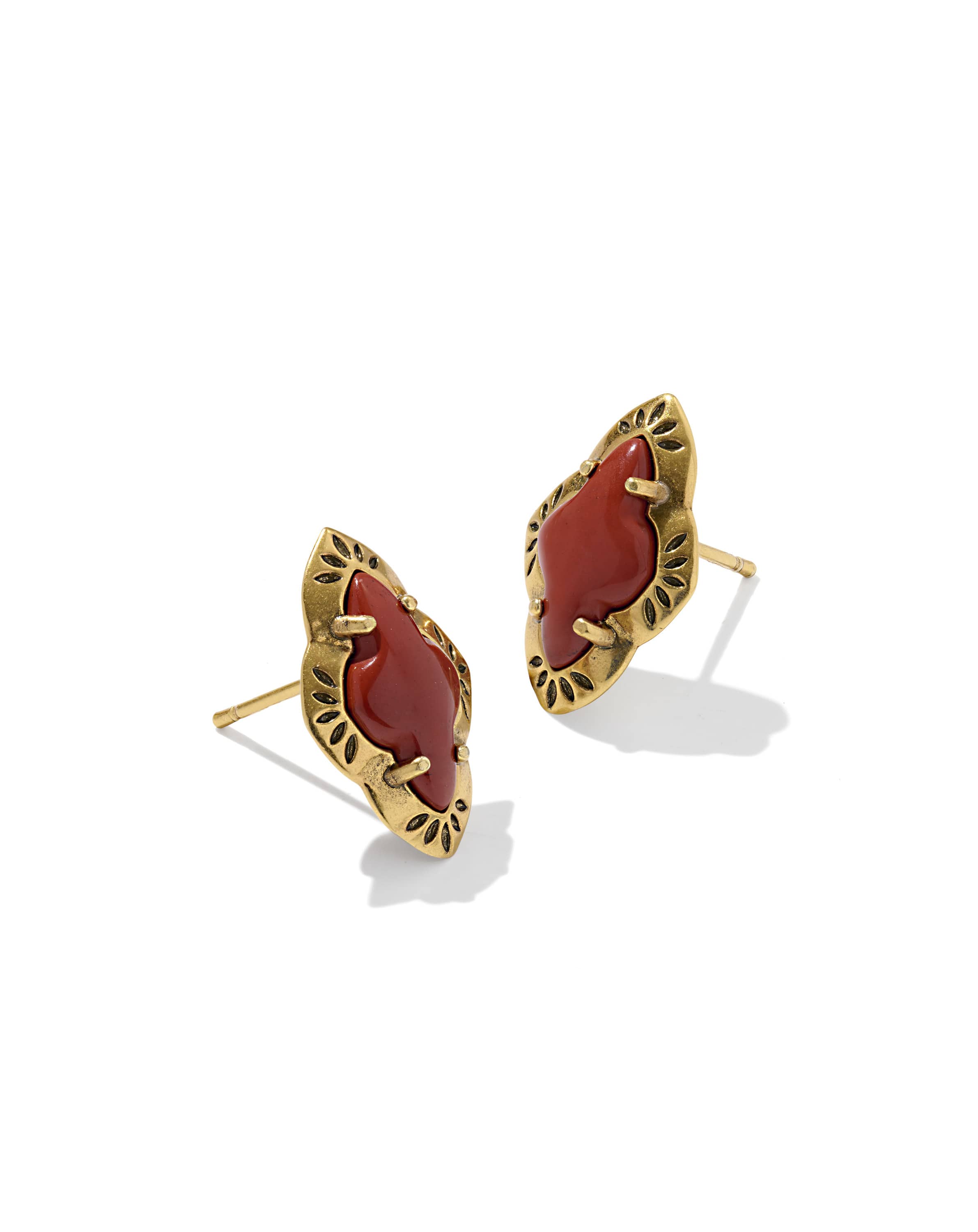 Abbie Vintage Gold Etch Frame Stud Earrings