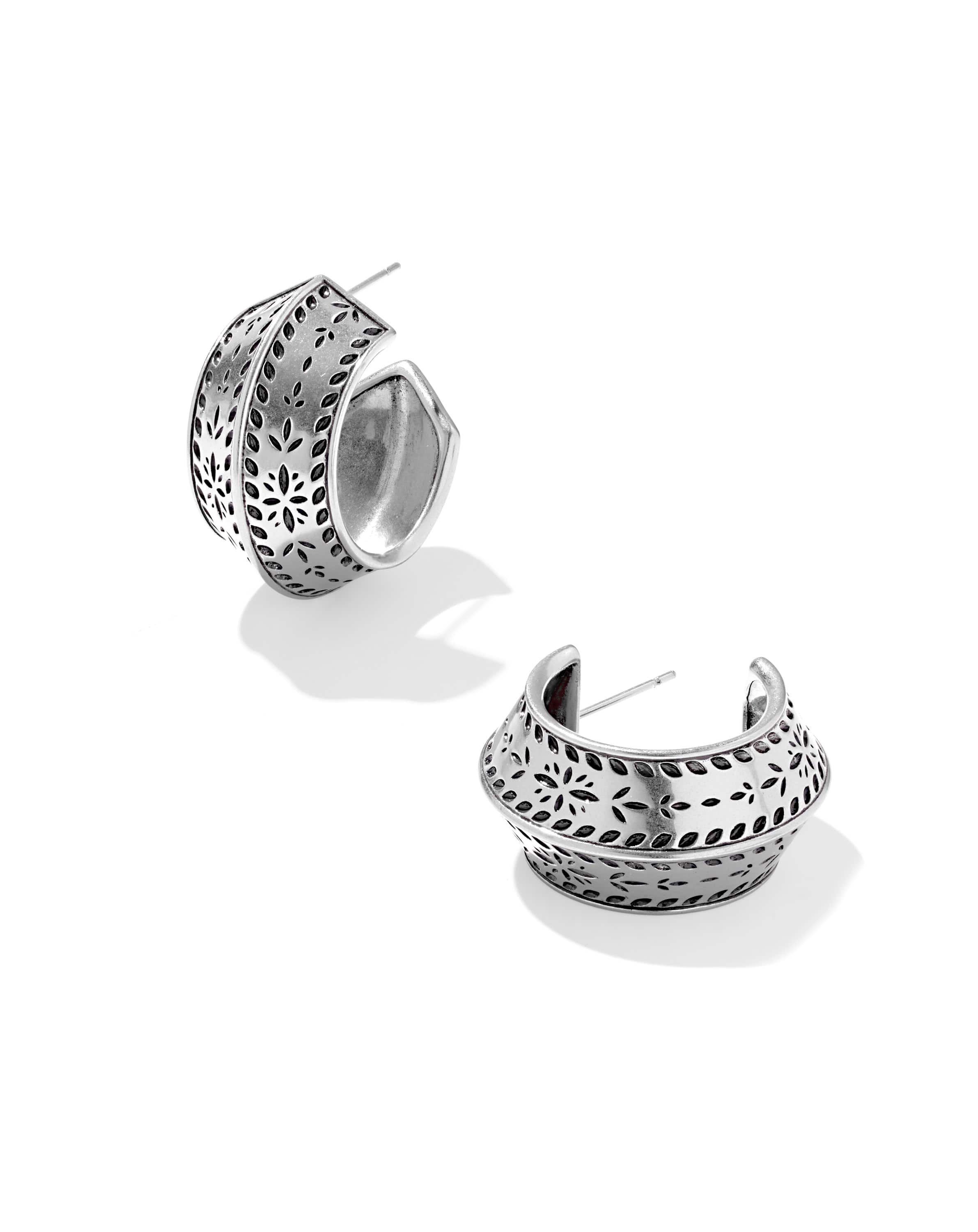 Keziah Vintage Silver Etch Huggie Earrings