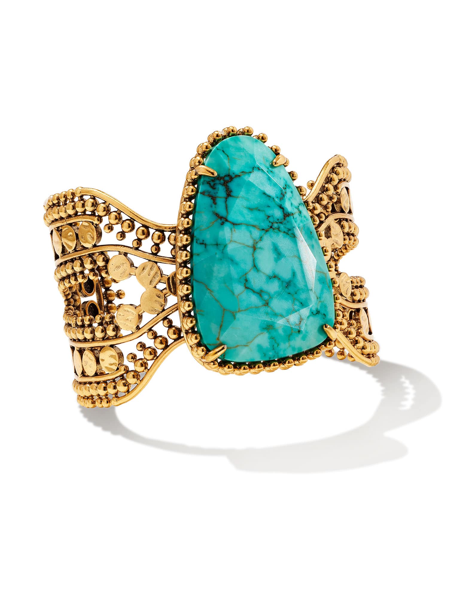 Abena Vintage Gold Statement Bracelet in Variegated Turquoise Magnesite