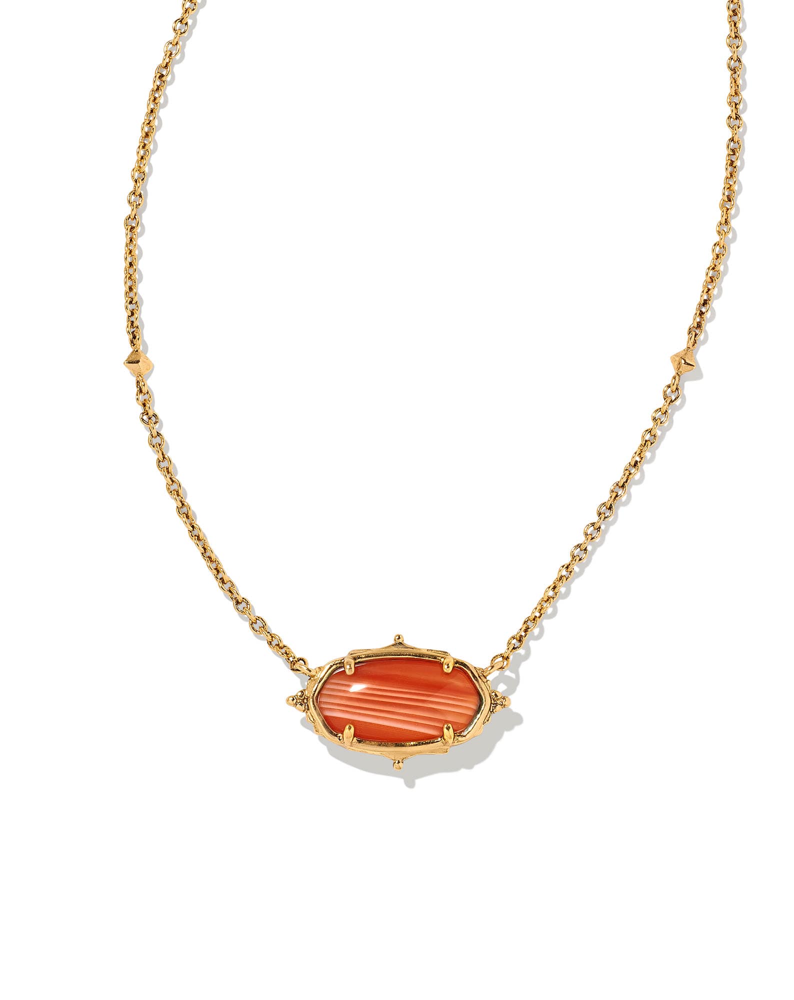 Baroque Elisa Vintage Gold Pendant Necklace in Orange Banded Agate