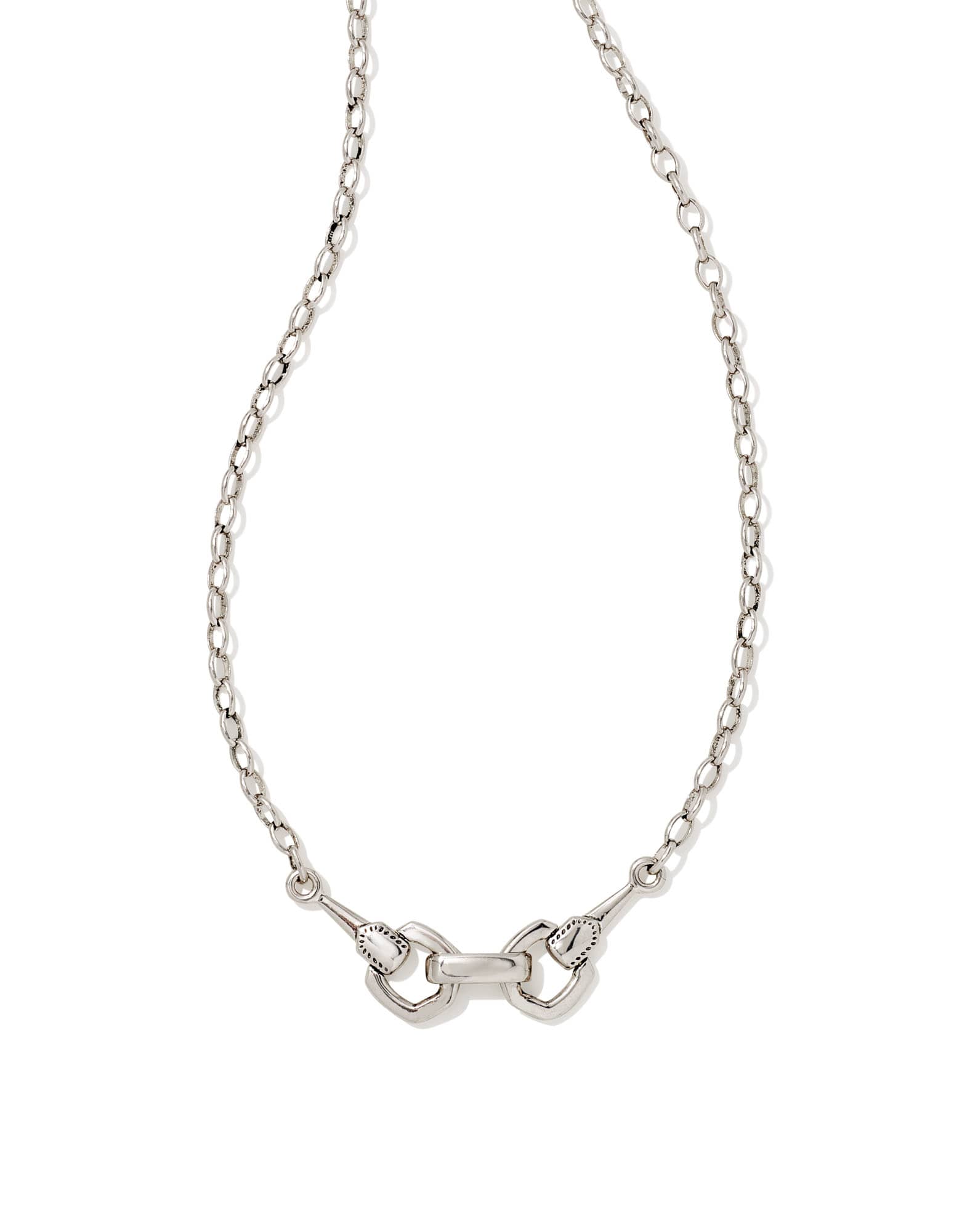 Beau Short Pendant Necklace in Vintage Silver