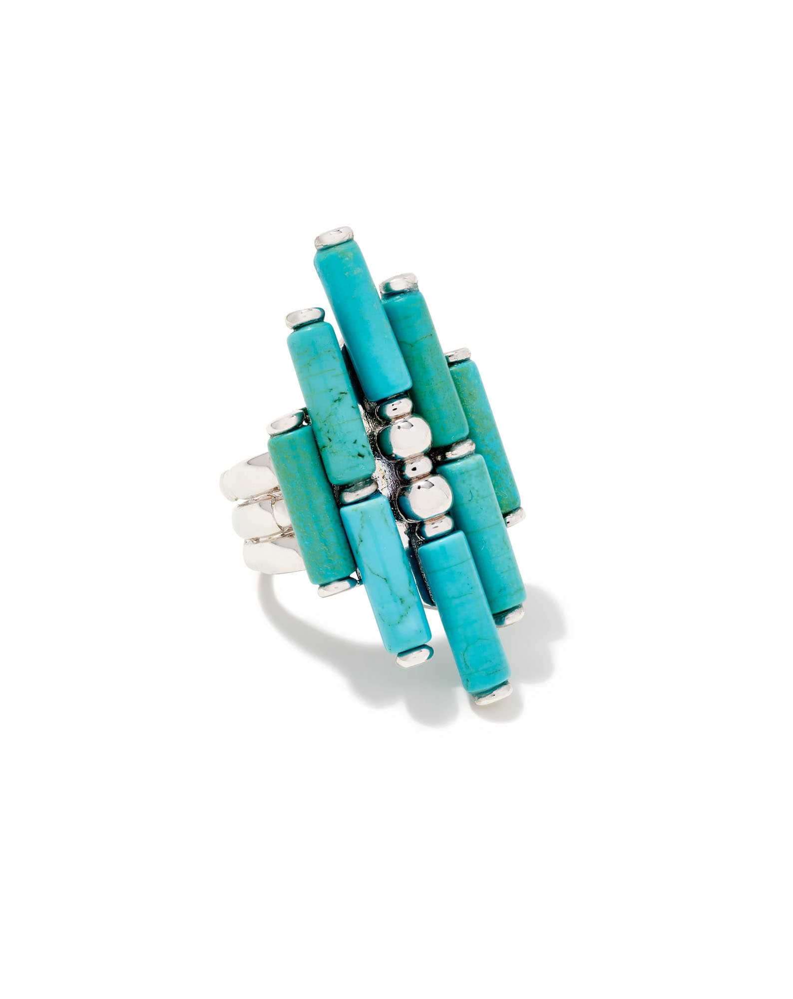 Ember Silver Cocktail Ring in Variegated Turquoise Magnesite