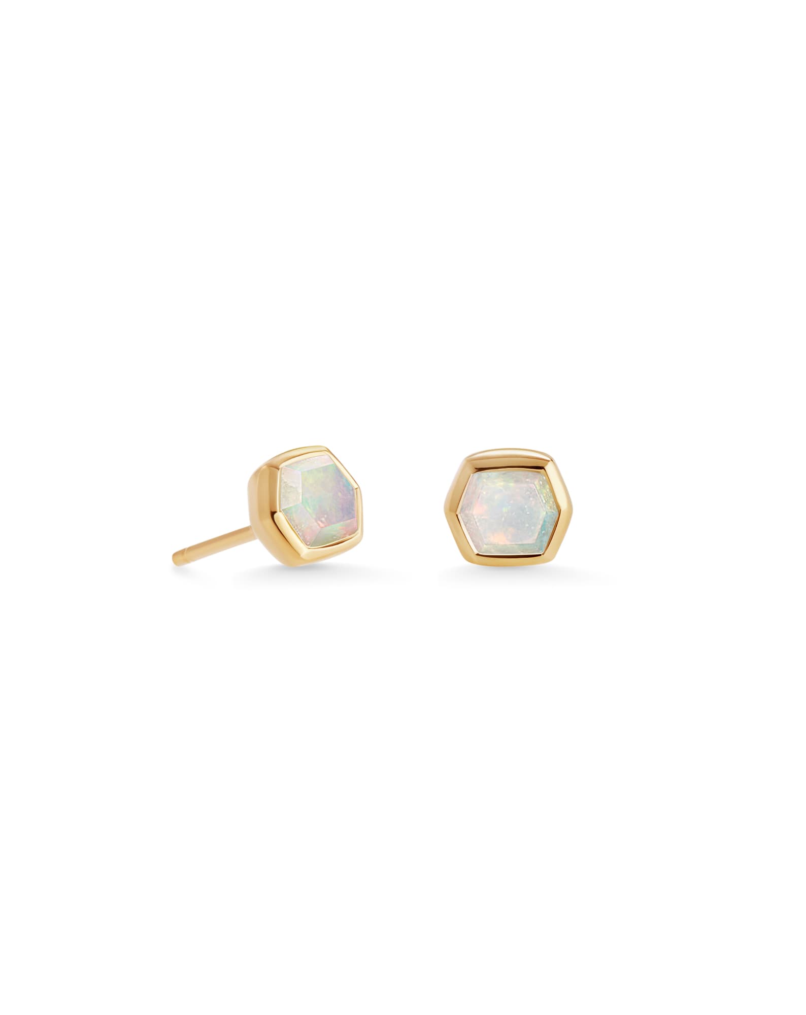 Davie 18k Gold Vermeil Stud Earrings in White Opal