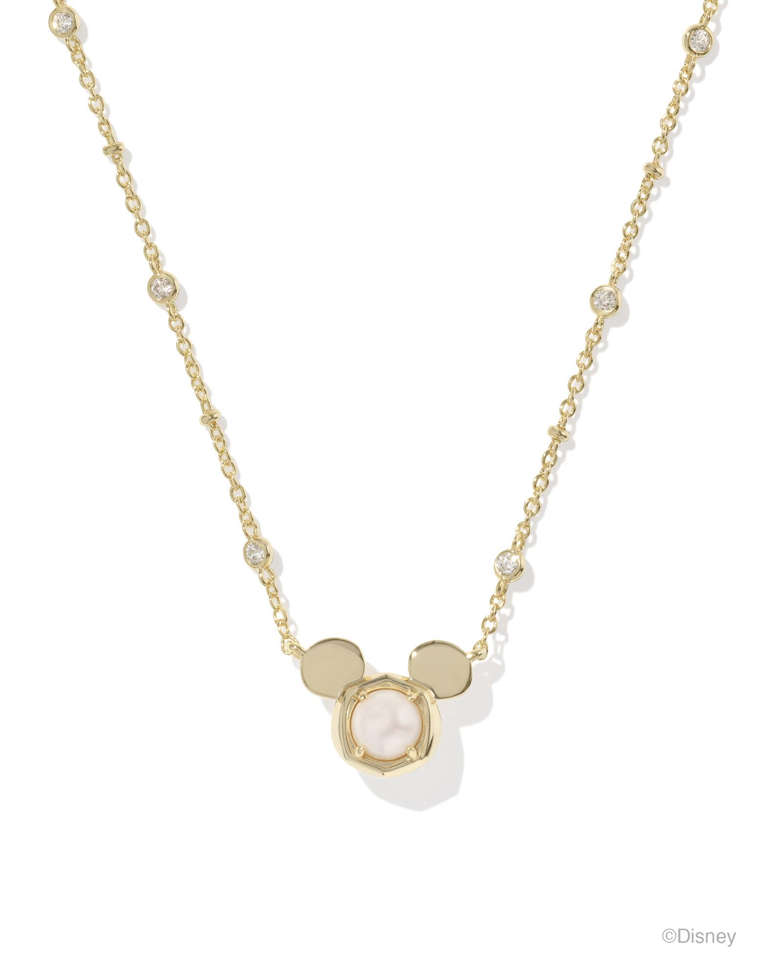 Disney | Kendra Scott Gold Mickey Mouse Short Pendant Necklace in Freshwater Cultured Pearl