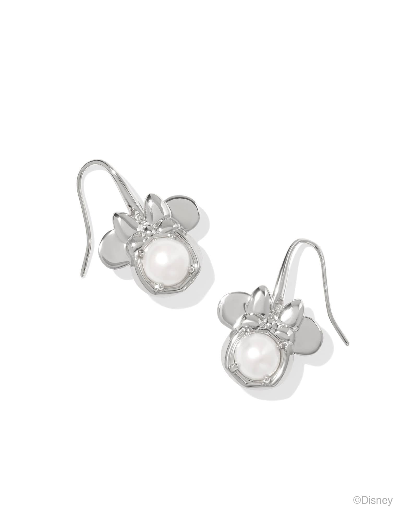 Disney | Kendra Scott Silver Minnie Mouse Drop Earrings in Freshwater Cultured Pearl