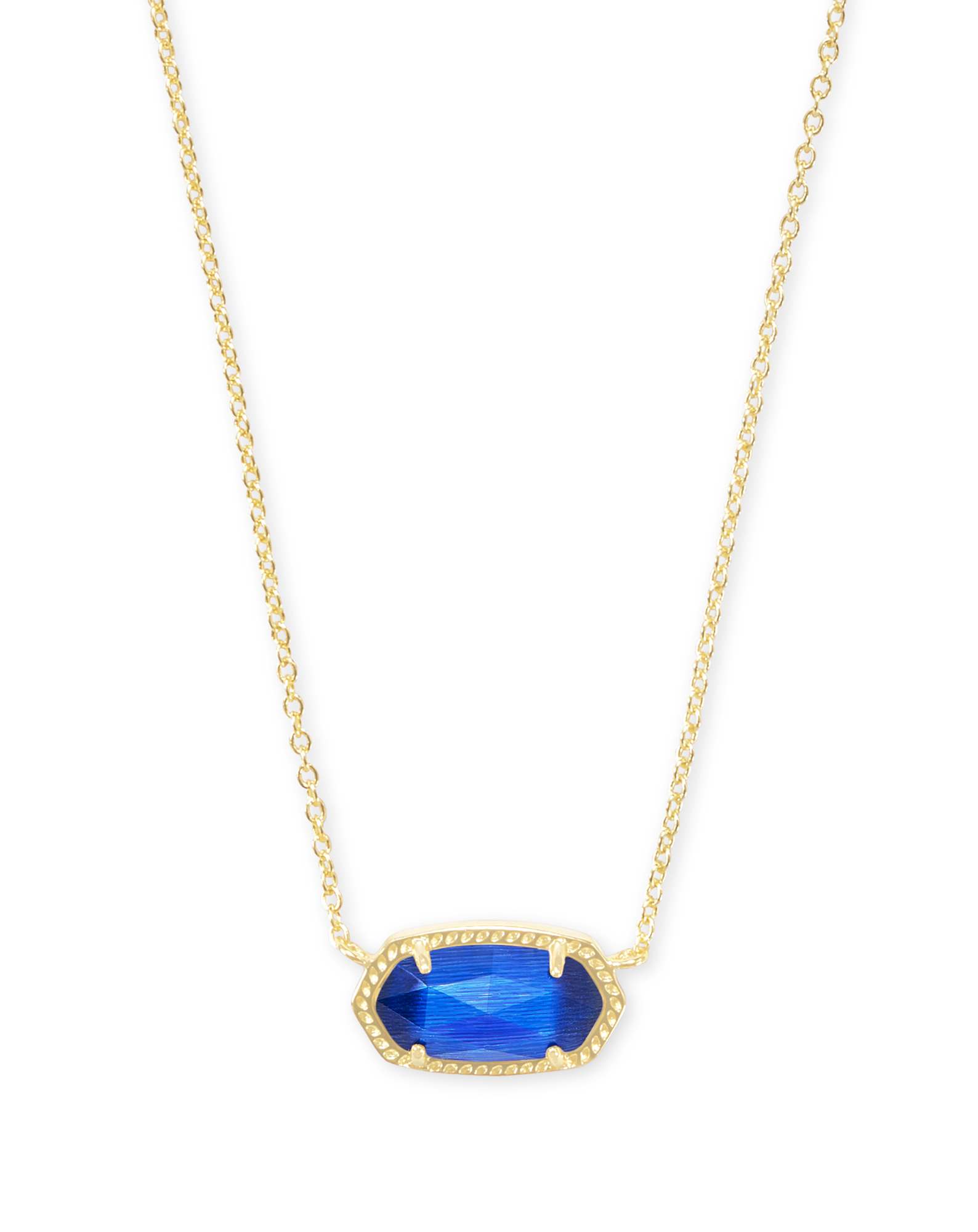 Elisa Gold Pendant Necklace in Cobalt Cat's Eye