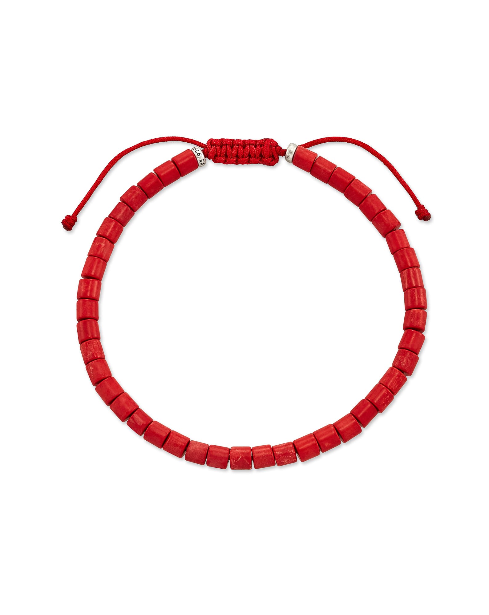 Grey Oxidized Sterling Silver Beaded Bracelet in Red Magnesite