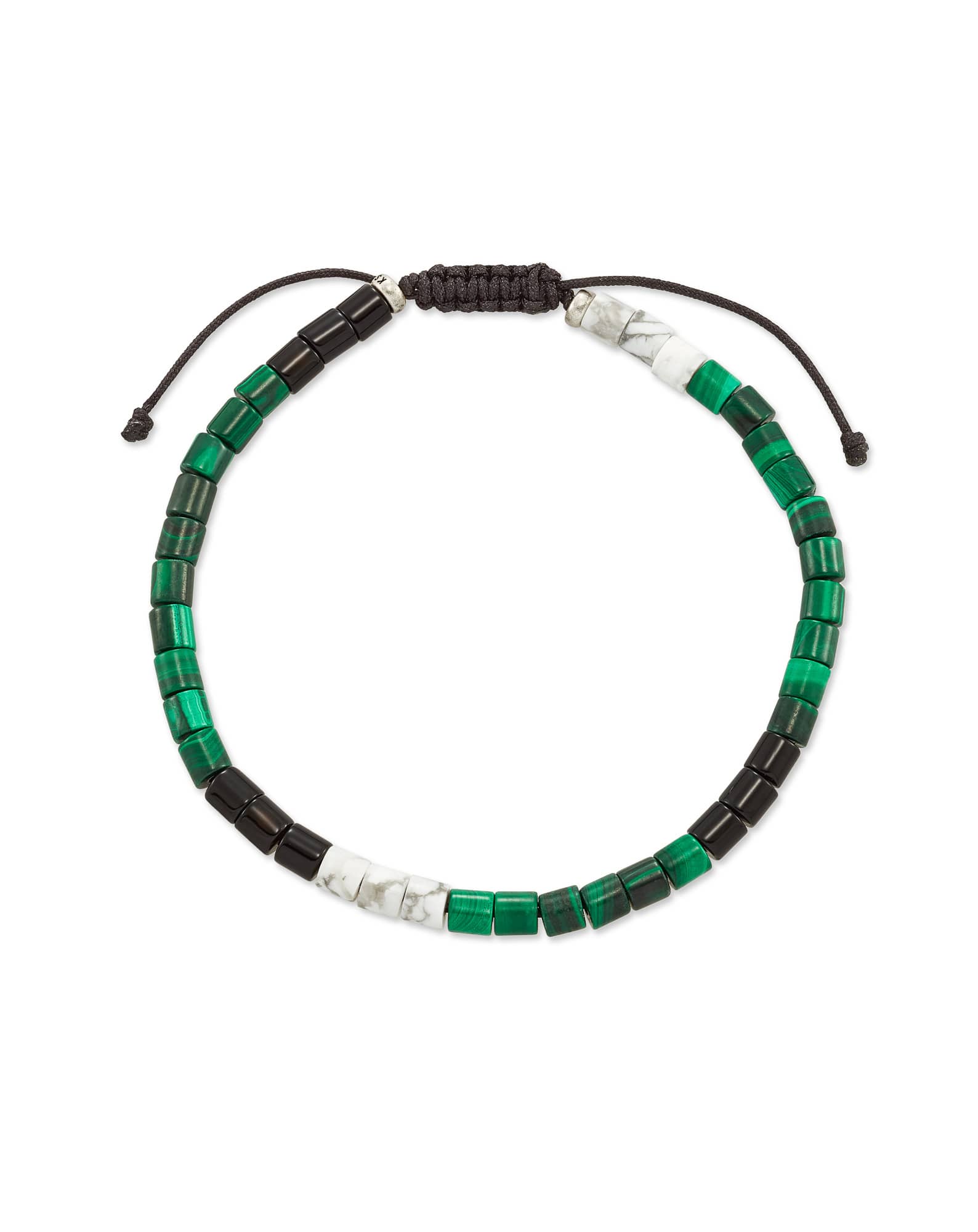 Grey Oxidized Sterling Silver Beaded Bracelet in Verde Mix