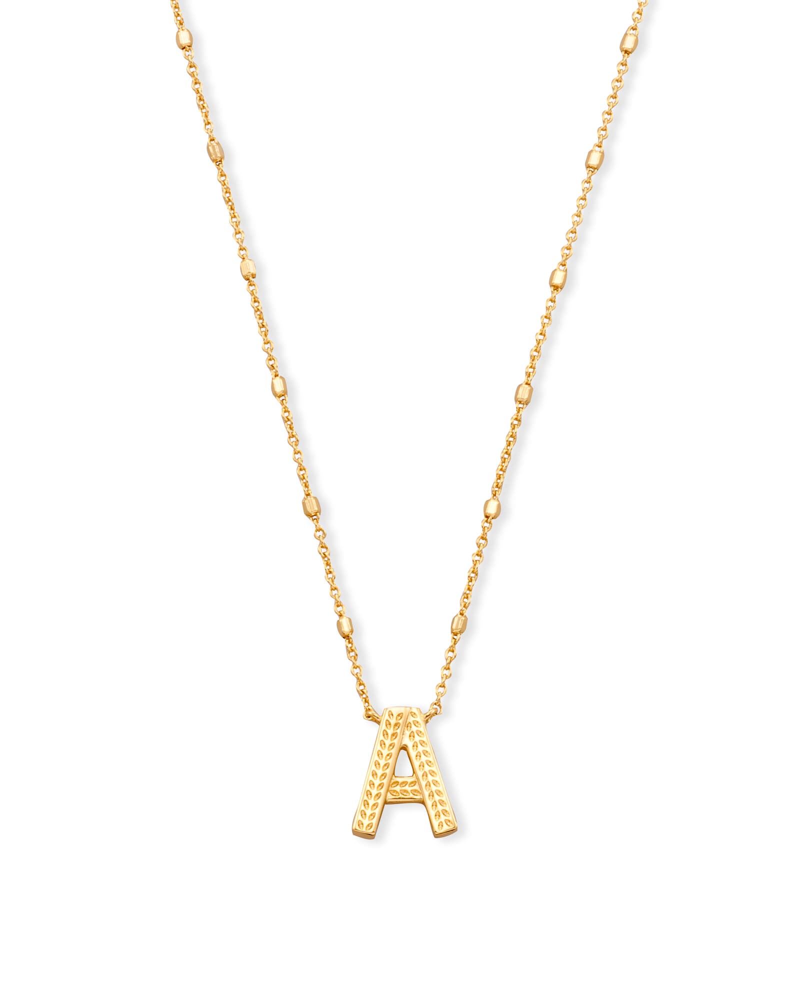 Letter A Pendant Necklace in Gold