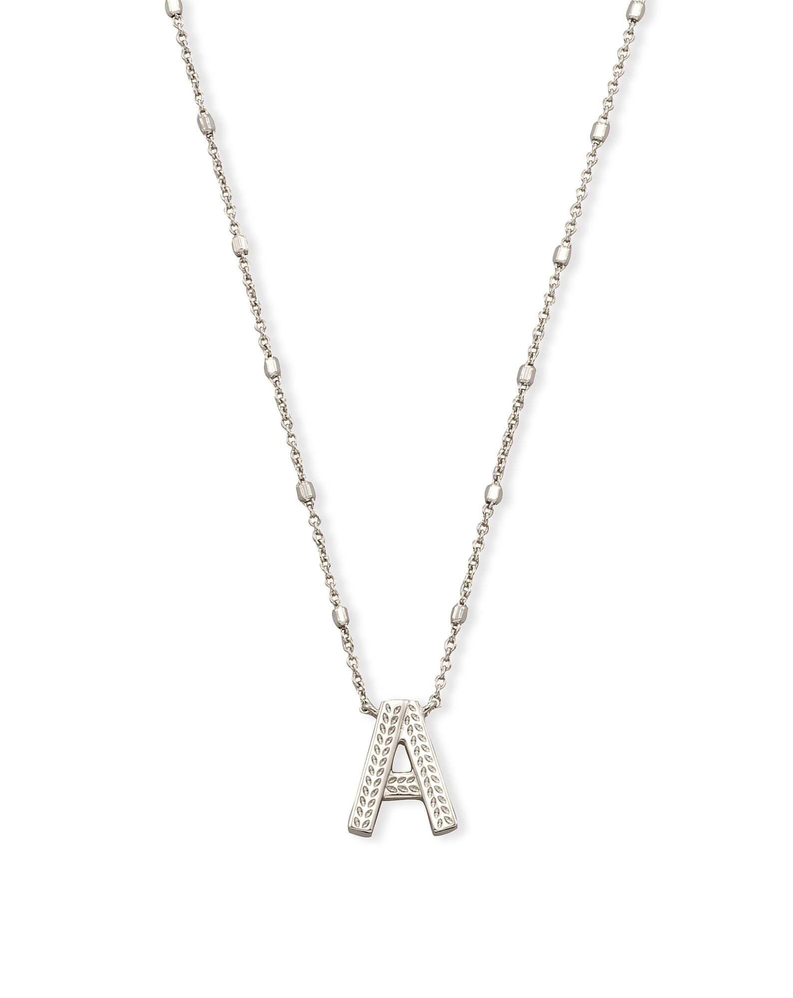 Letter A Pendant Necklace in Silver
