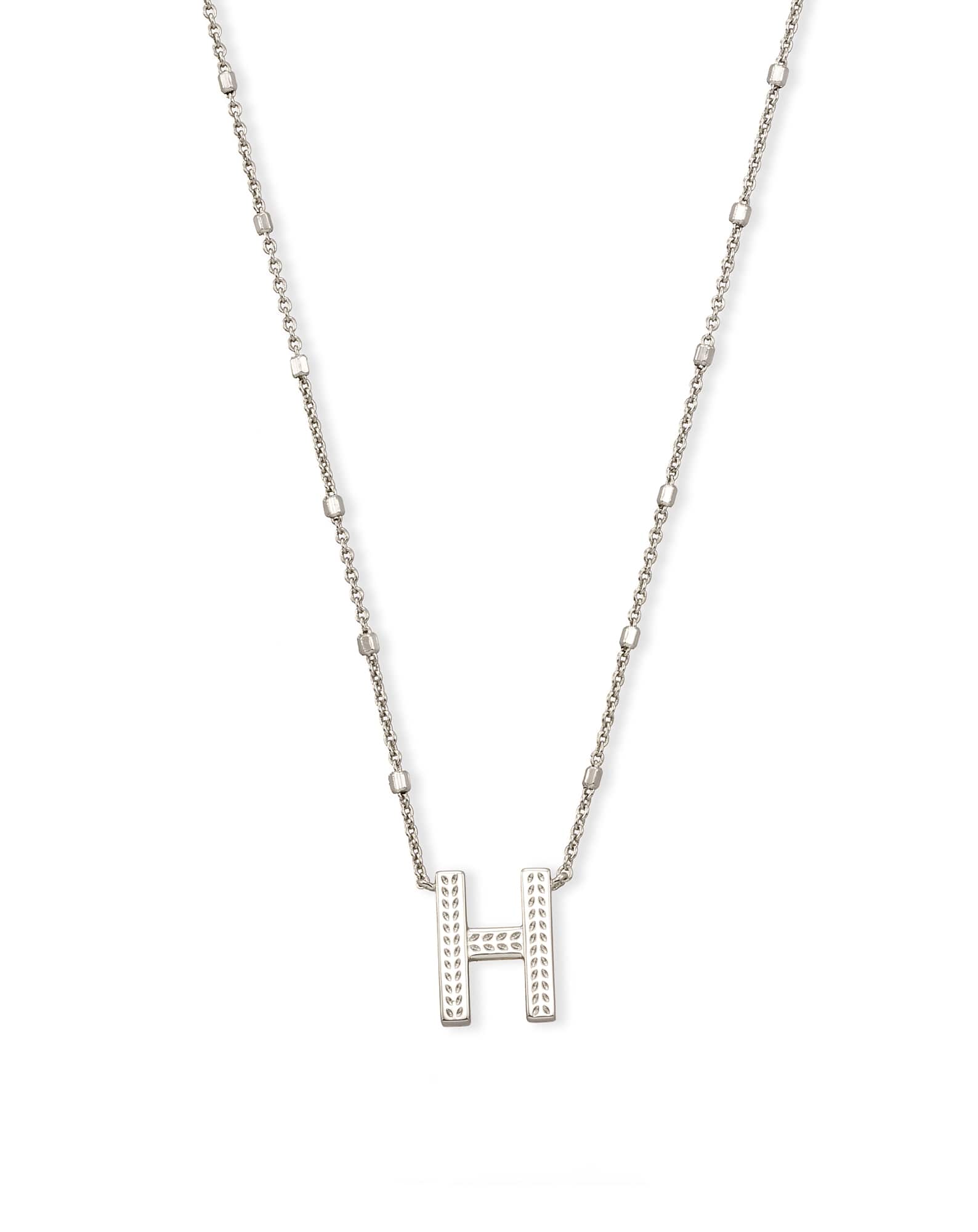 Letter H Pendant Necklace in Silver