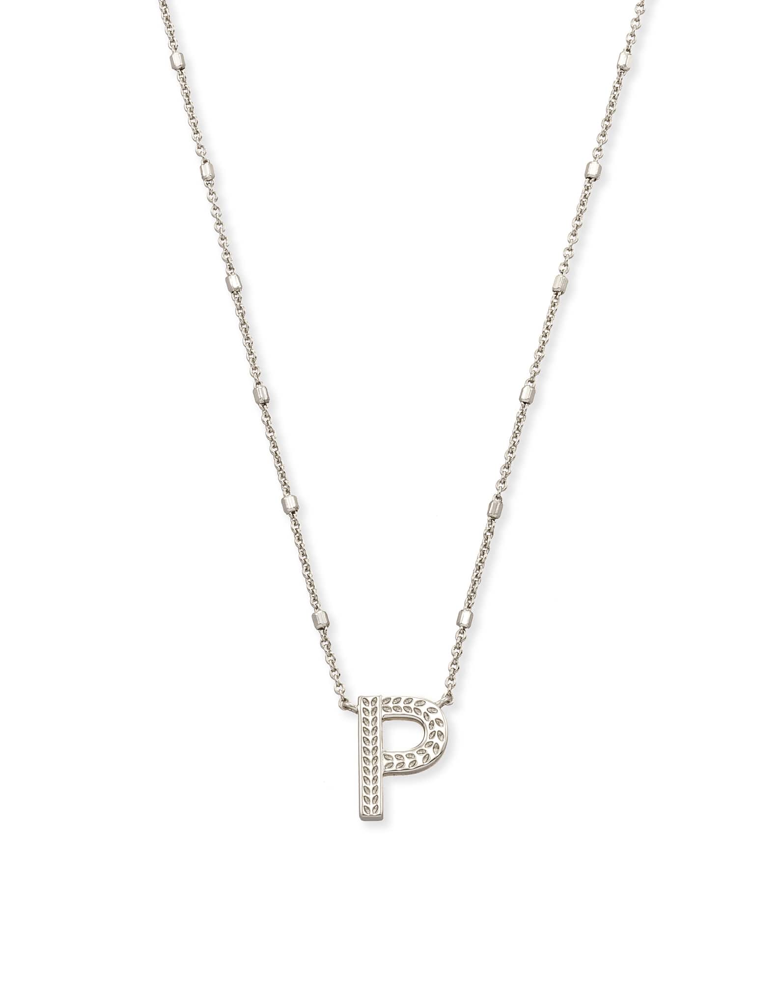 Letter P Pendant Necklace in Silver