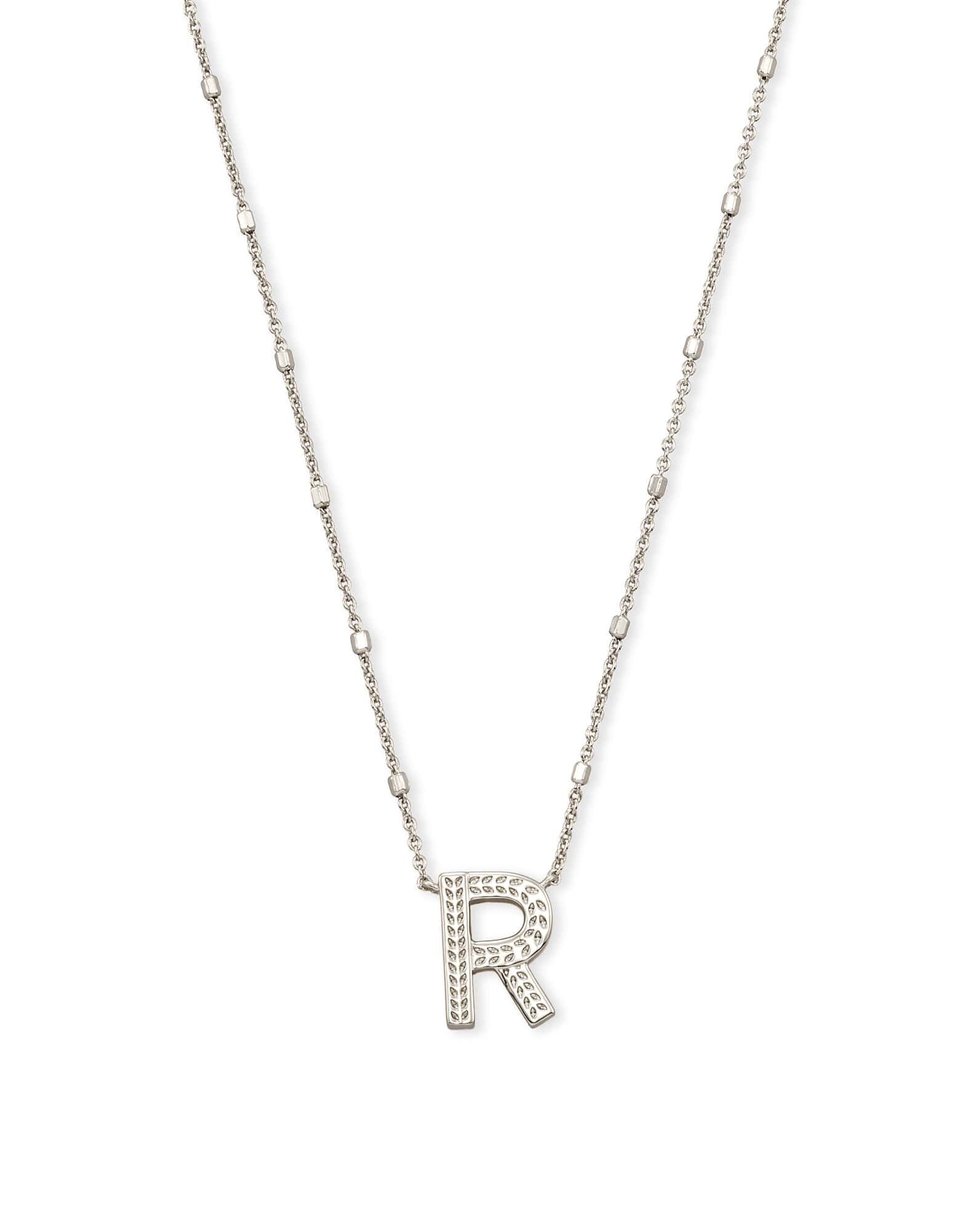 Letter R Pendant Necklace in Silver