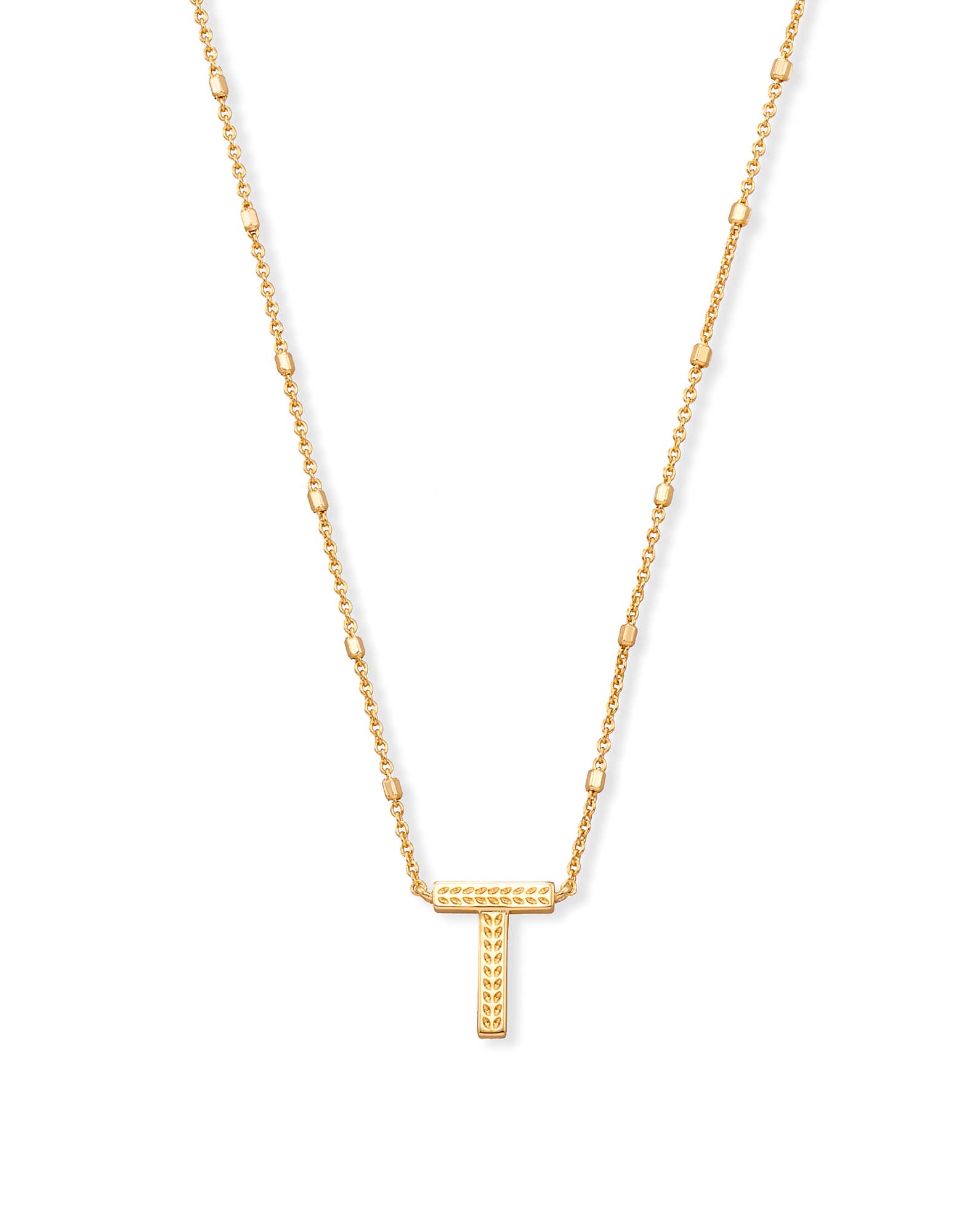 Letter T Pendant Necklace in Gold