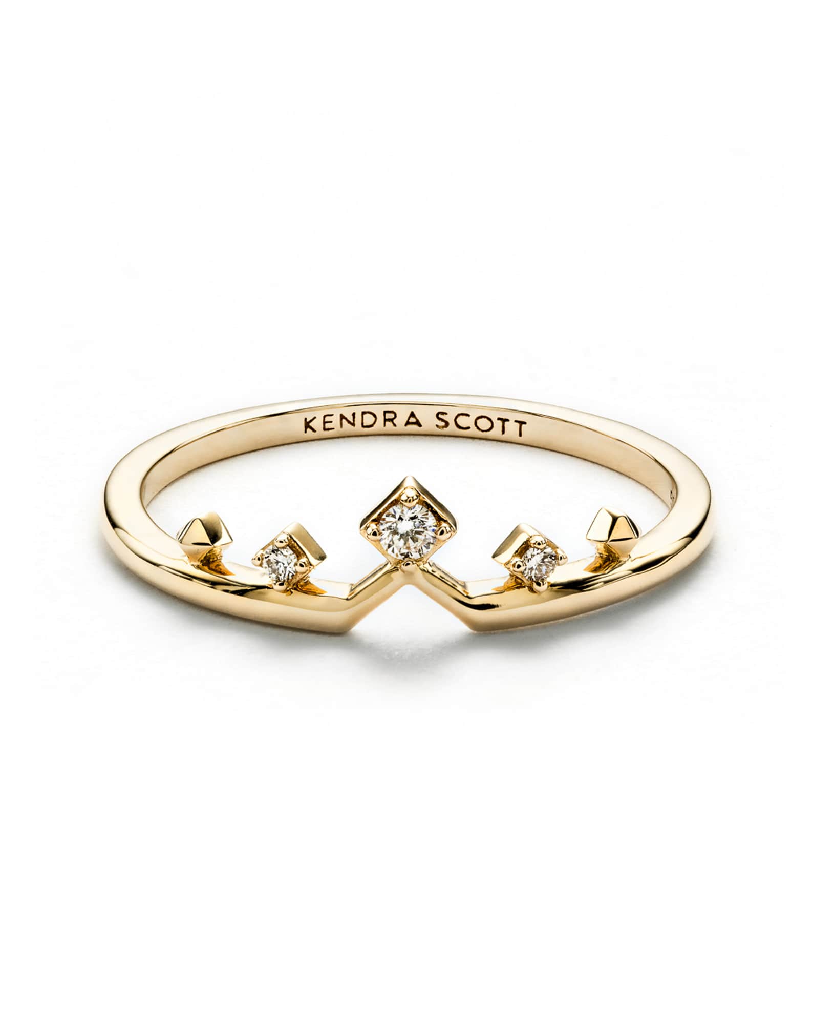 Michelle 14k Yellow Gold Band Ring in White Diamond 