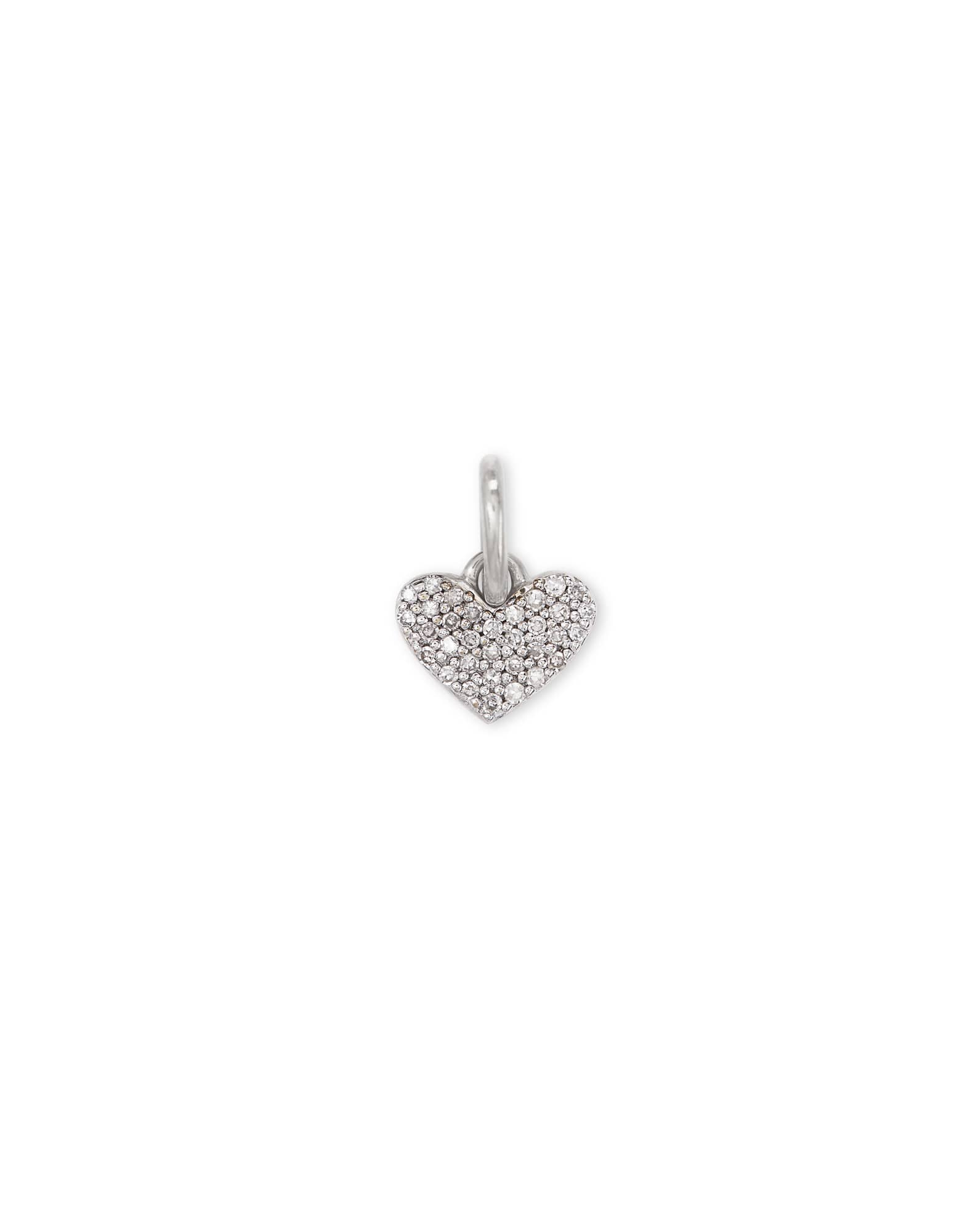 Ari Heart Sterling Silver Pave Charm in White Diamond