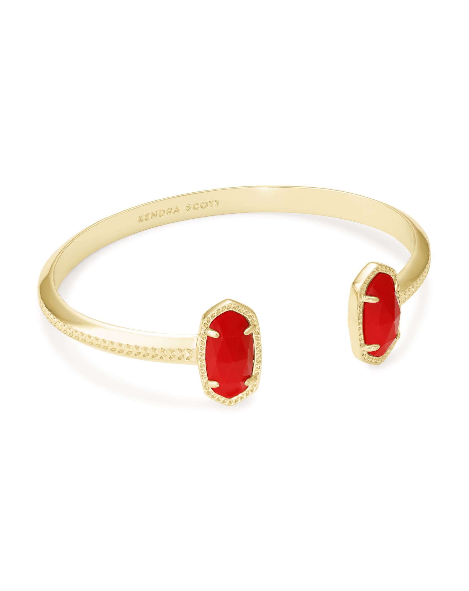 Elton Gold Cuff Bracelet in Bright Red Opaque Glass