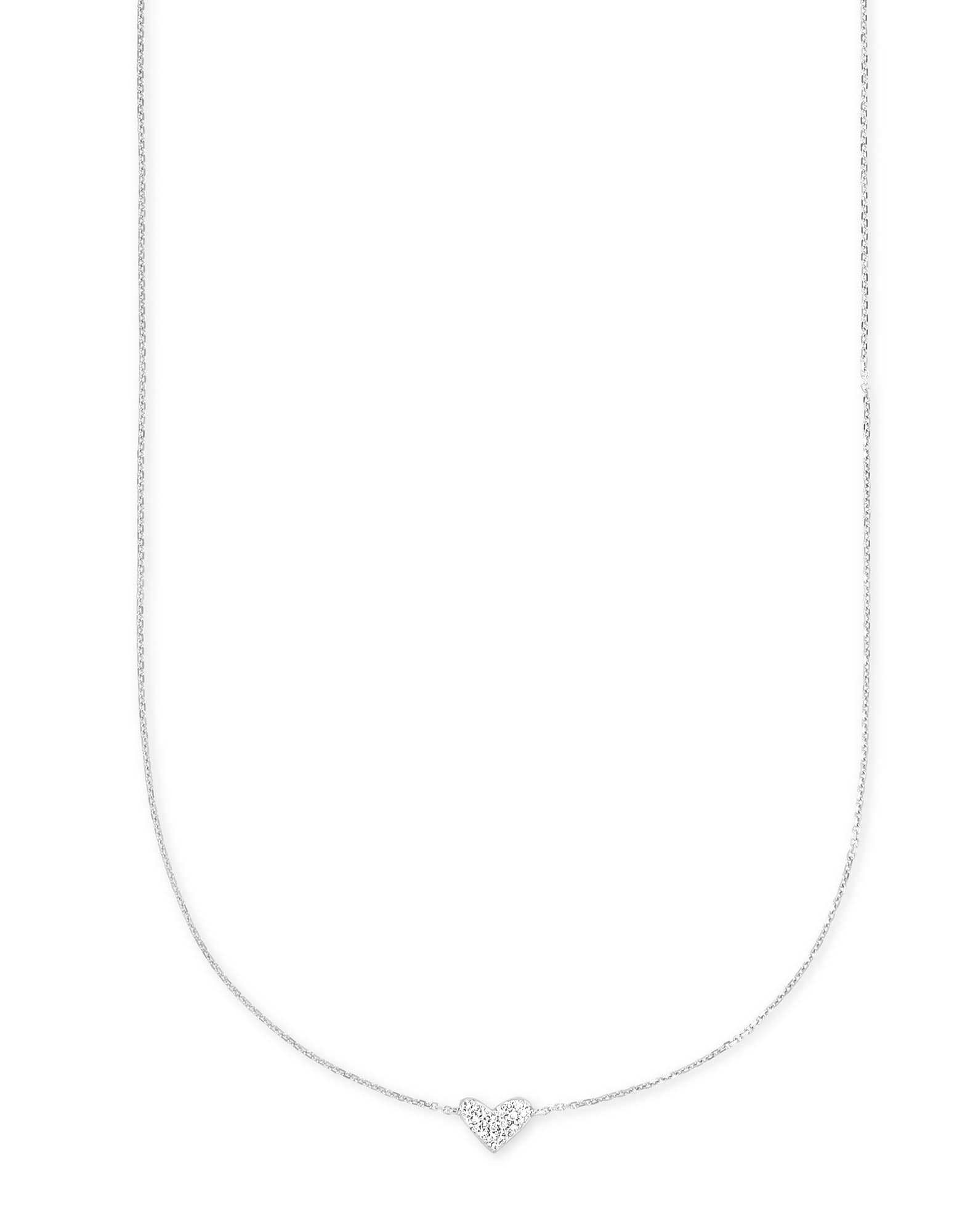 Heart 14k White Gold Pendant Necklace in White Diamonds