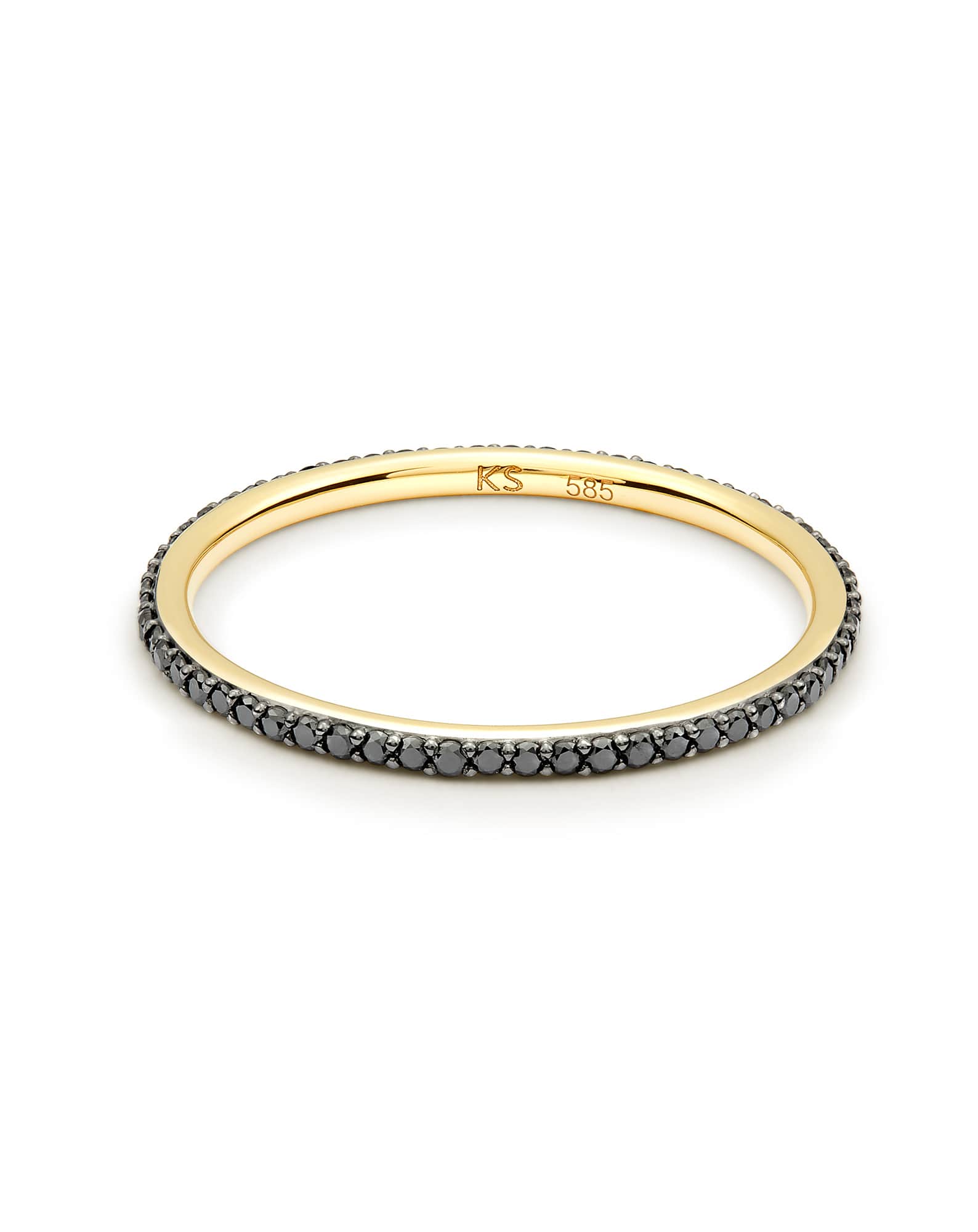 Angelina 14k Yellow Gold Band Ring in Black Diamond 