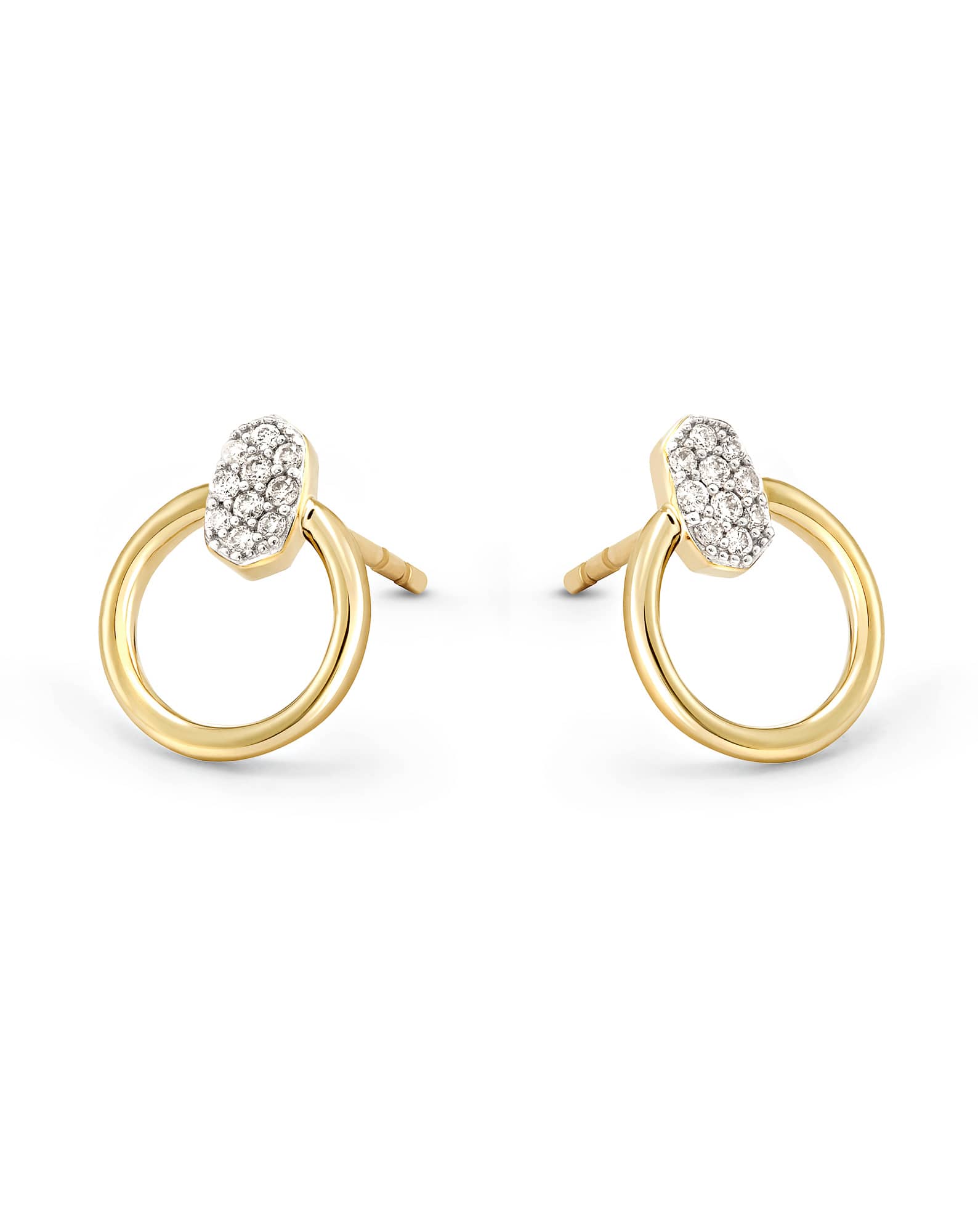 Tegan 14k Yellow Gold Stud Earrings in White Diamond