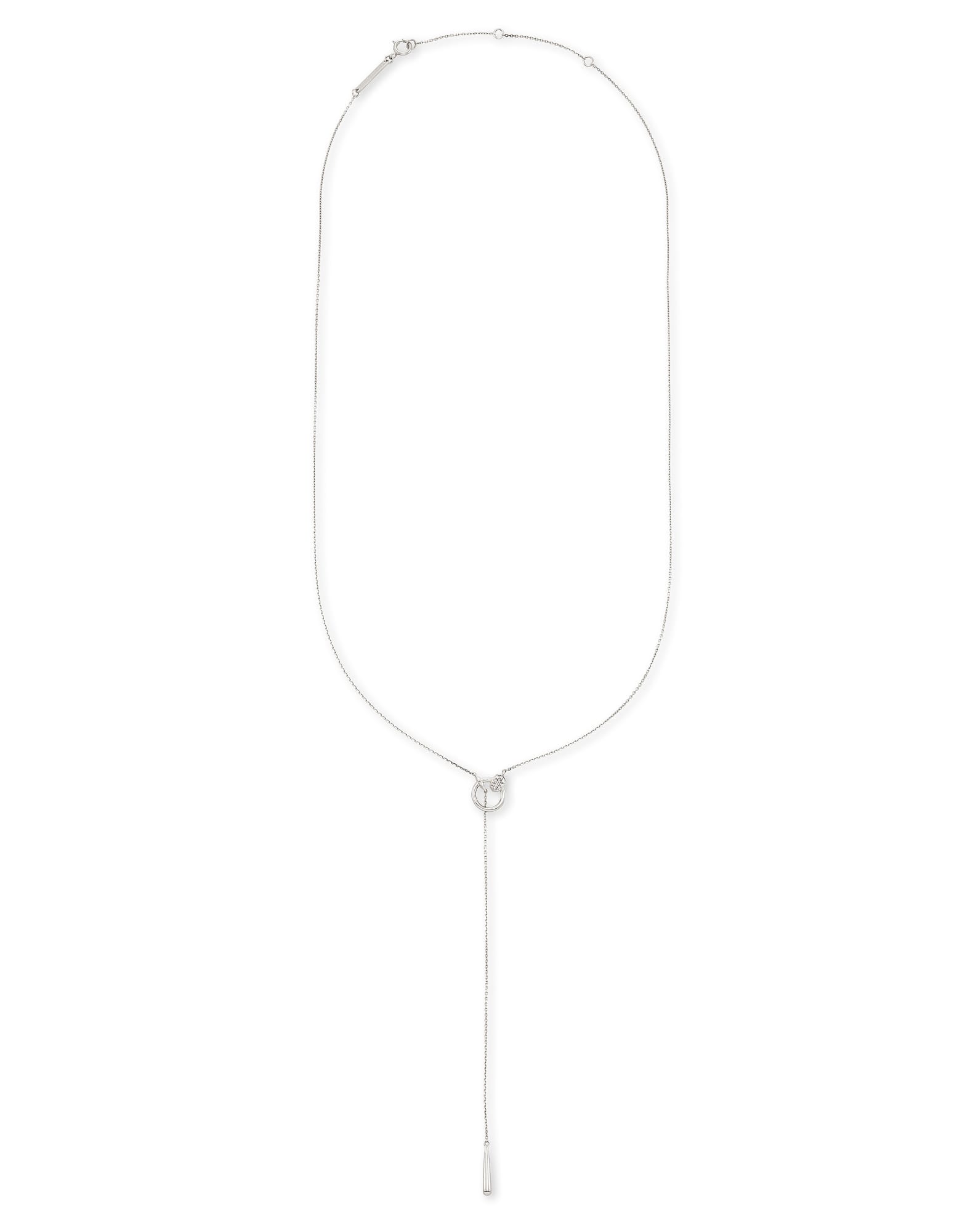 Tegan 14k White Gold Y Necklace in White Diamond