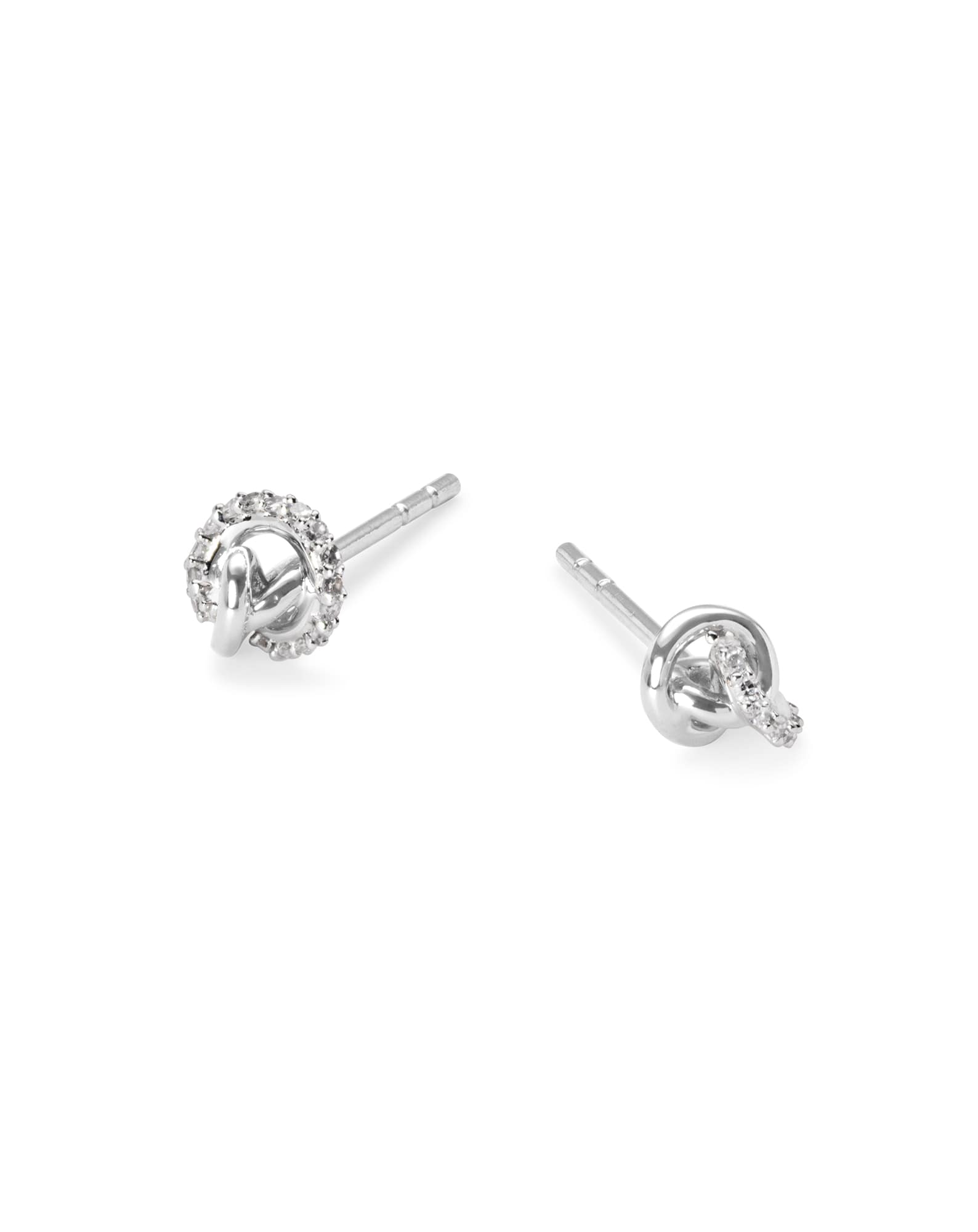 Love Knot 14K Gold Stud Earring in White Diamond