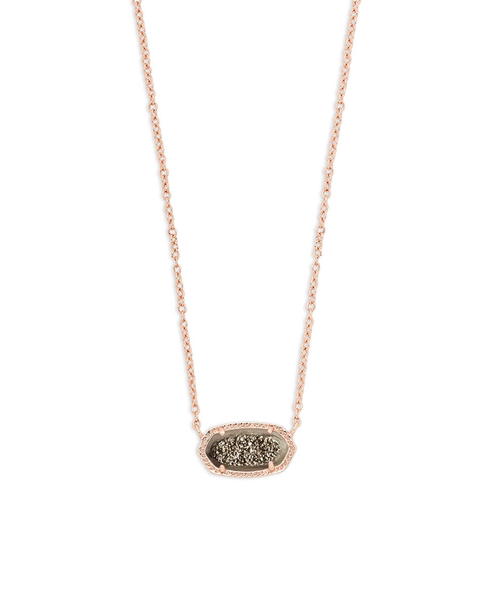 Elisa Rose Gold Pendant Necklace in Platinum Window Drusy
